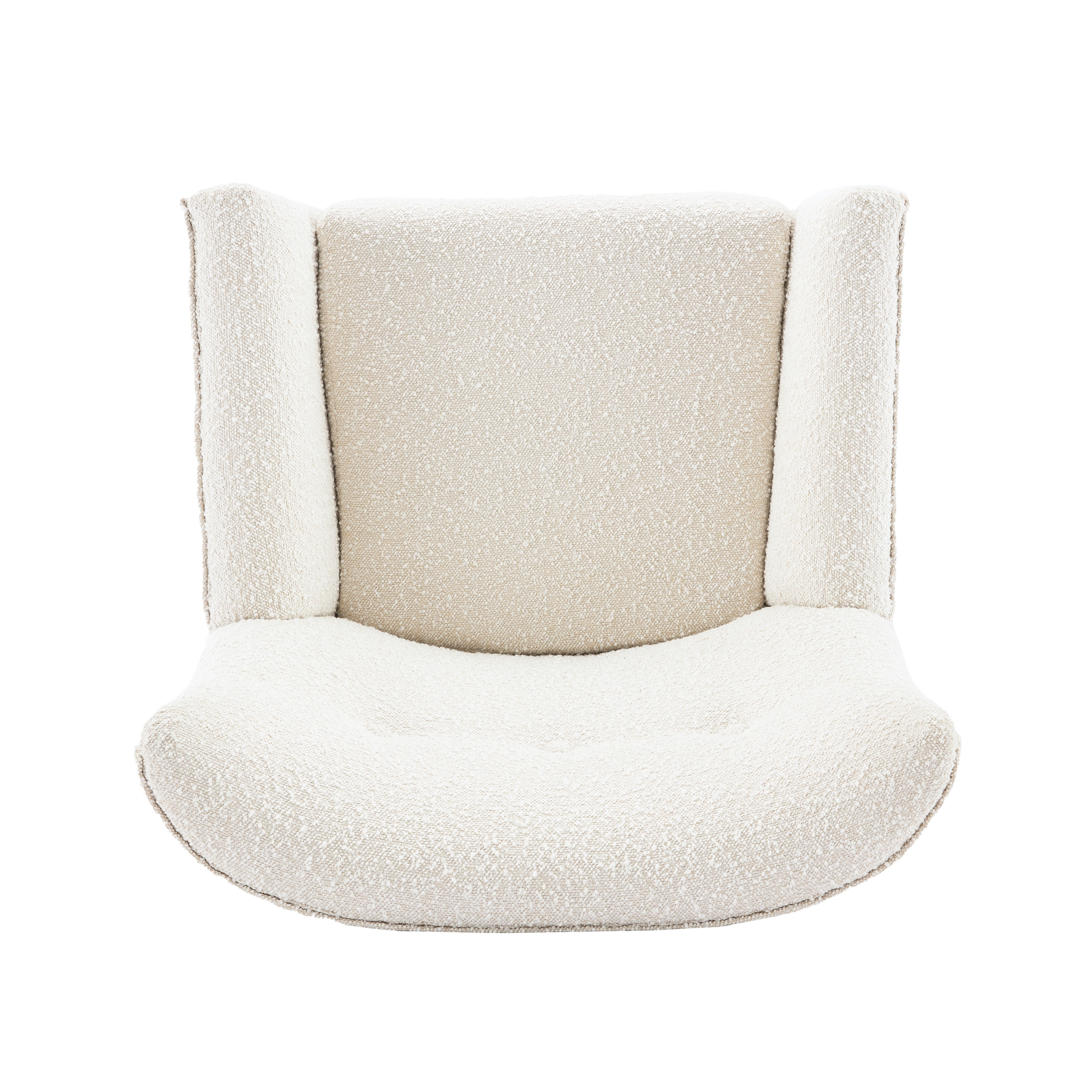 Contemporary White Boucle Upholstered Club Chair with Natural Wood Legs