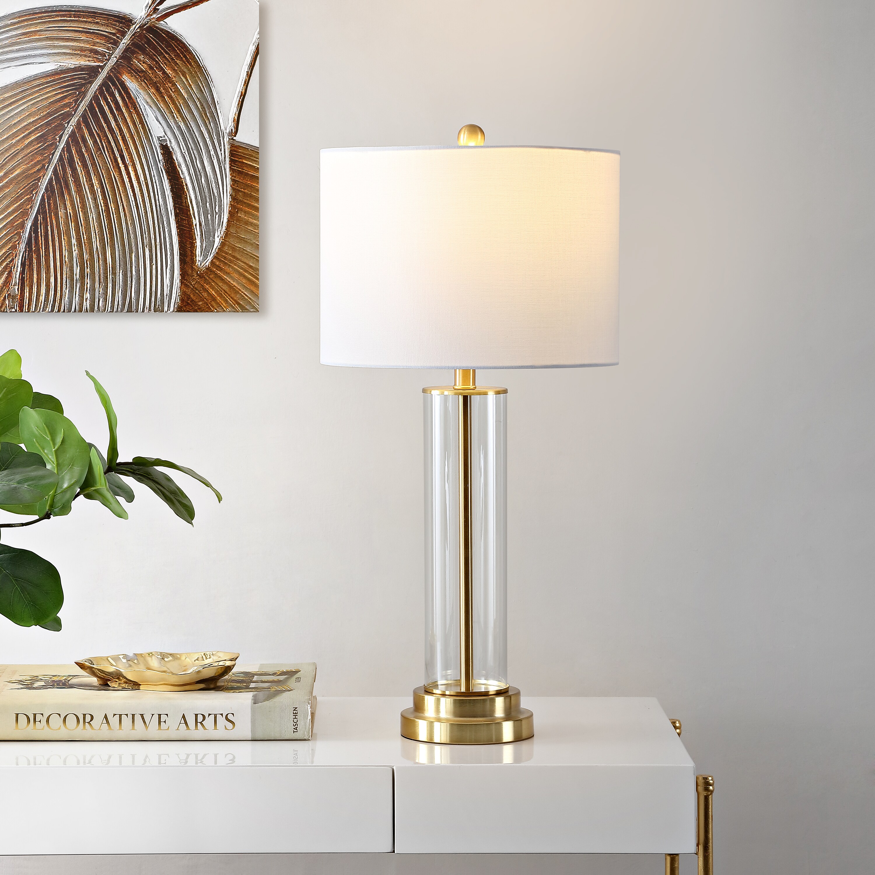 Safavieh Cassian Clear LED Table Lamp with Fabric Shade at Lowes.com