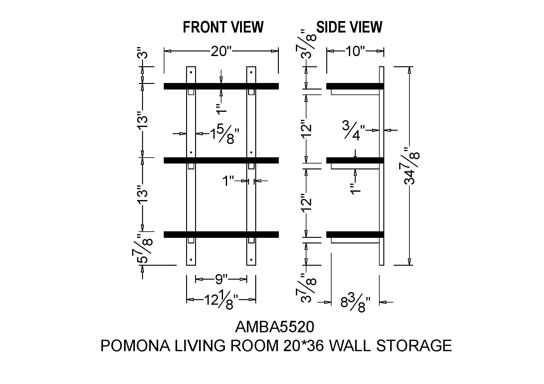 Alaterre Furniture AMBA5520 Wall-Mounted-Shelving - View #6