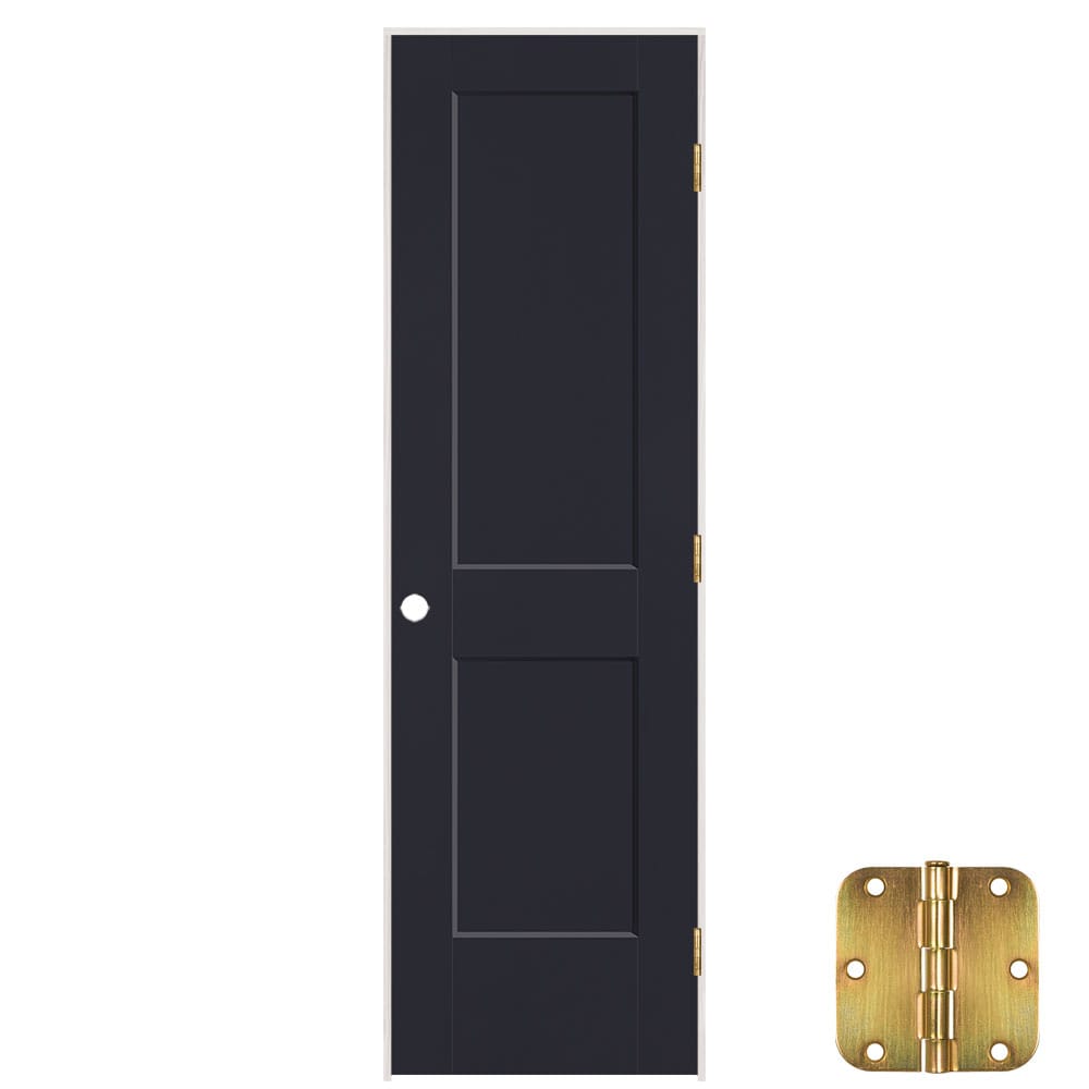 Masonite 641295 36-in x 80-in Midnight Solid core 2-panel square Left hand Smooth Prefinished Molded composite Flat Jamb Single Prehung Interior Door
