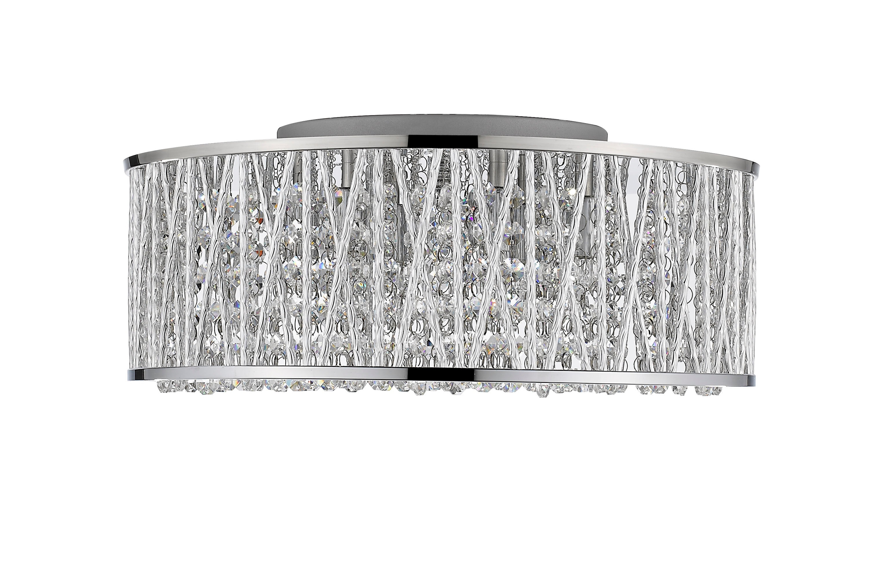 Terra Modern 6-Light Flush Mount in Chrome with Polished Crystals