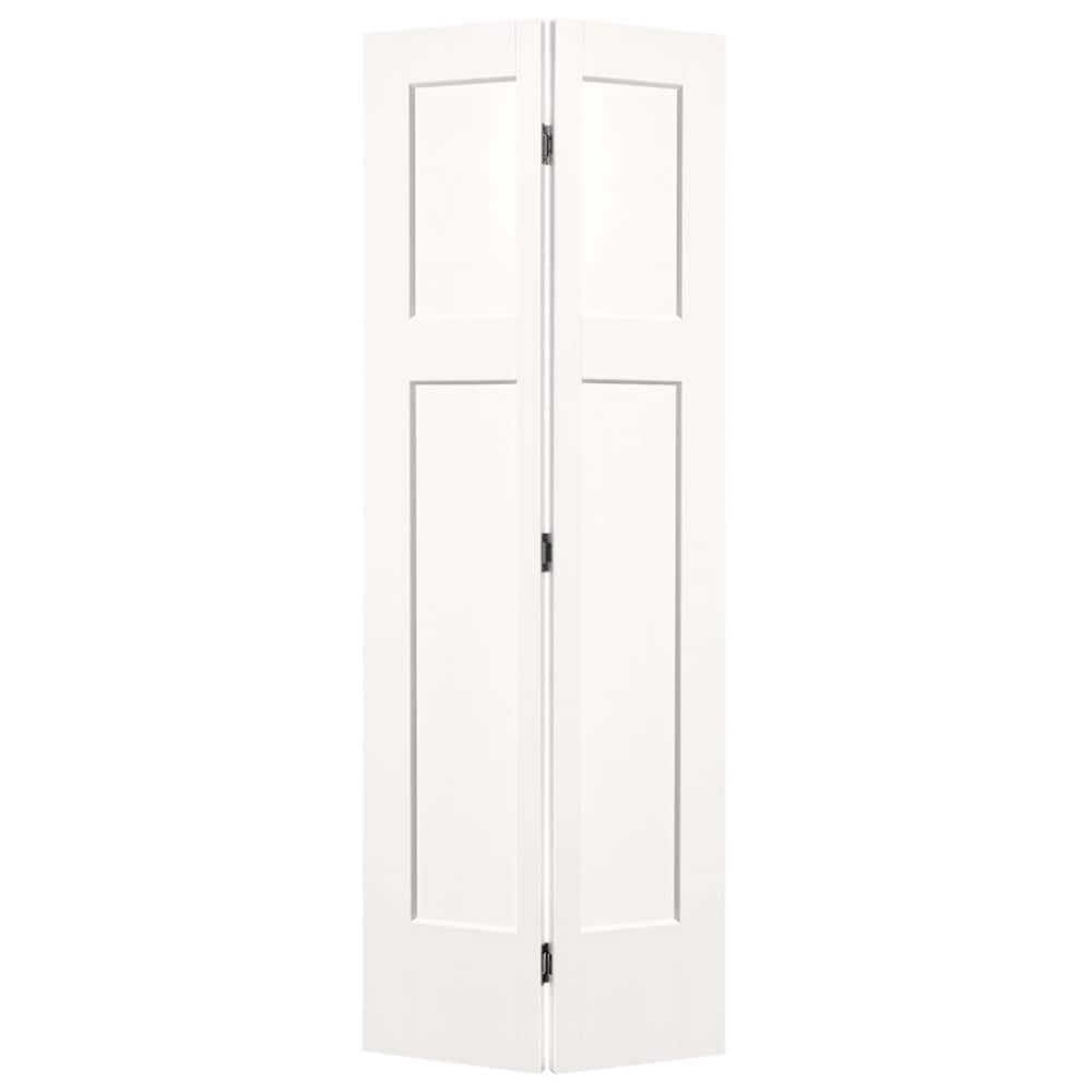 Winslow 36-in x 80-in Snow Storm 3-panel Craftsman Hollow Core Prefinished Molded Composite Bifold Door Hardware Included in White | - Masonite 803634