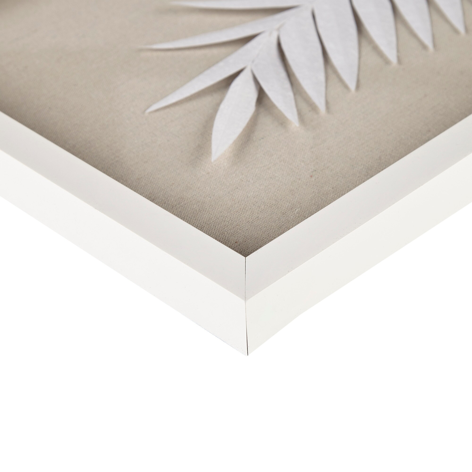Off-White Framed Rice Paper Palm Leaves Shadowbox Set