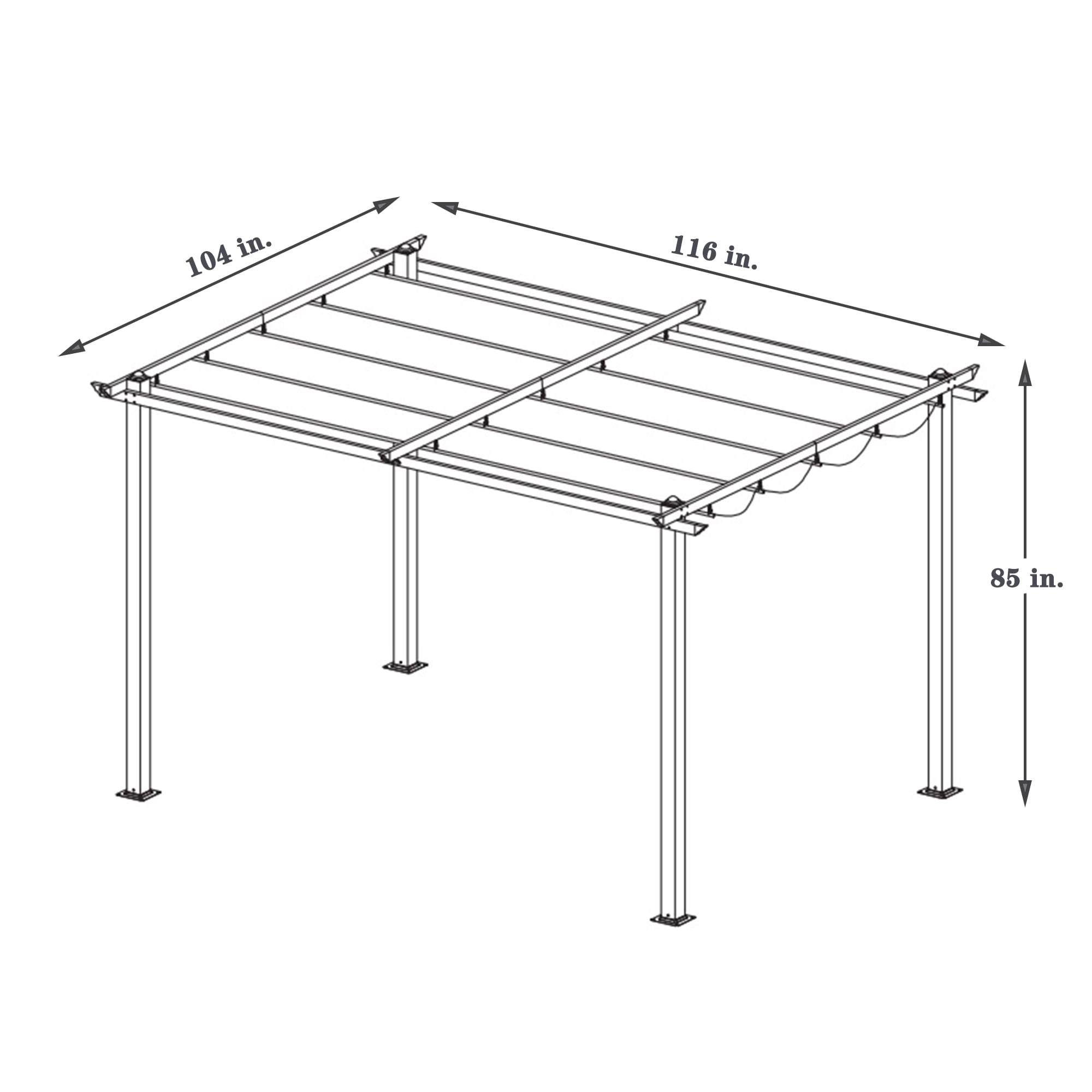 Kahomvis Patio Retractable Pergola 10-ft W x 10-ft L x 7-ft 3-in H Gray ...