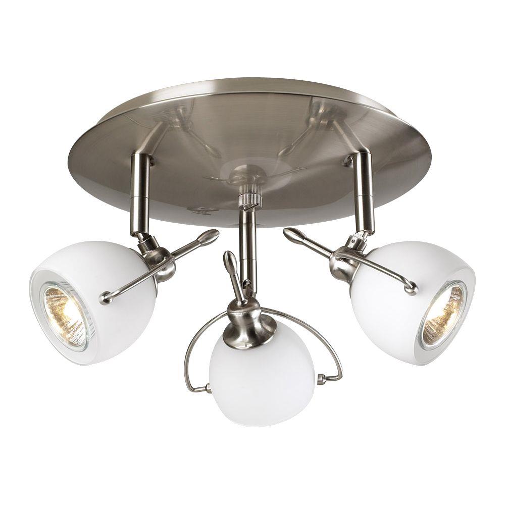 PLC Lighting 5358 SN 1-Light 11-in Satin Nickel Halogen Flush Mount Light