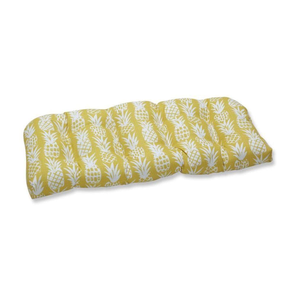 Pillow Perfect Pineapple Pineapple Yellow Patio Loveseat Cushion In The Patio Furniture Cushions