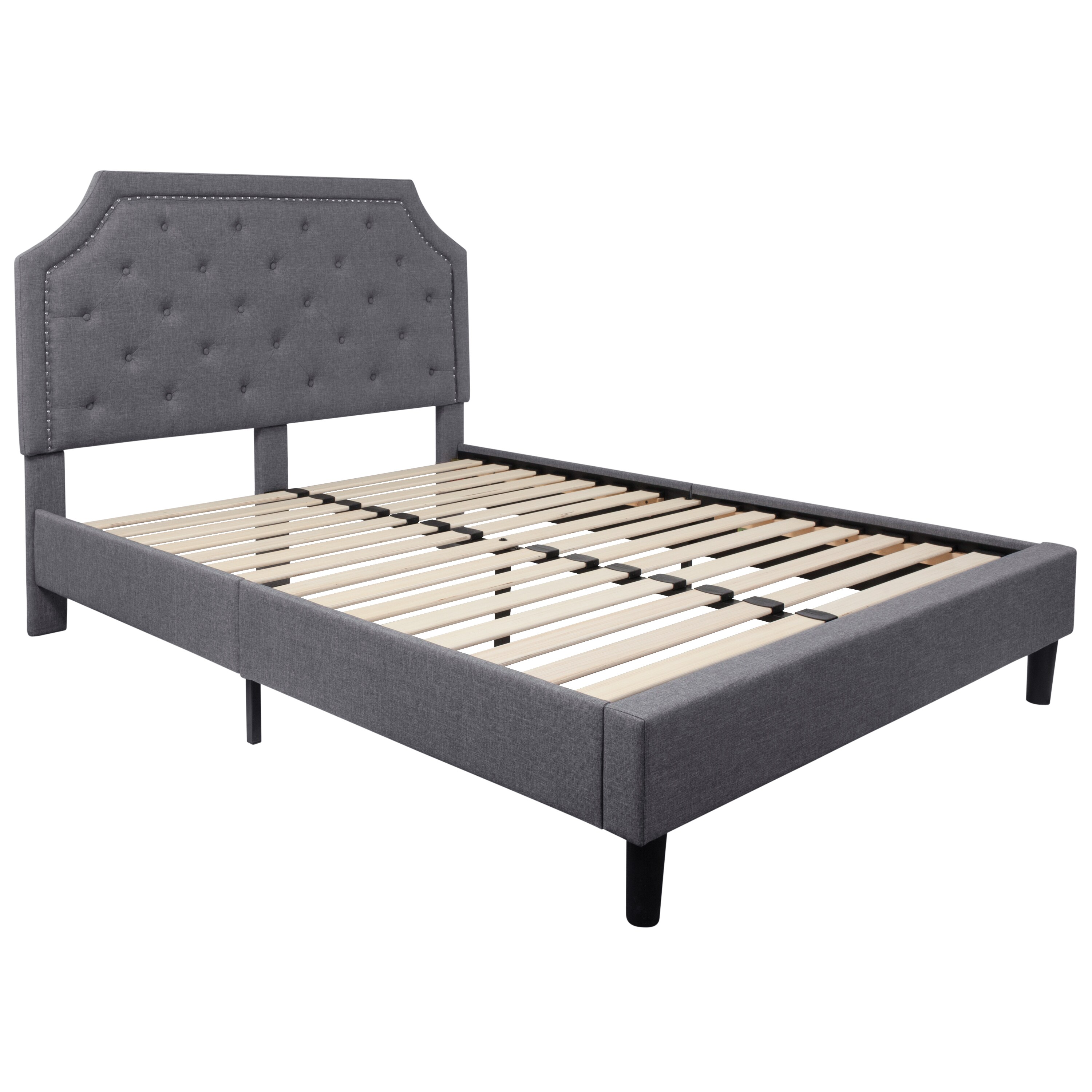 Flash Furniture Brighton Light Gray Queen Upholstered Platform Bed in ...