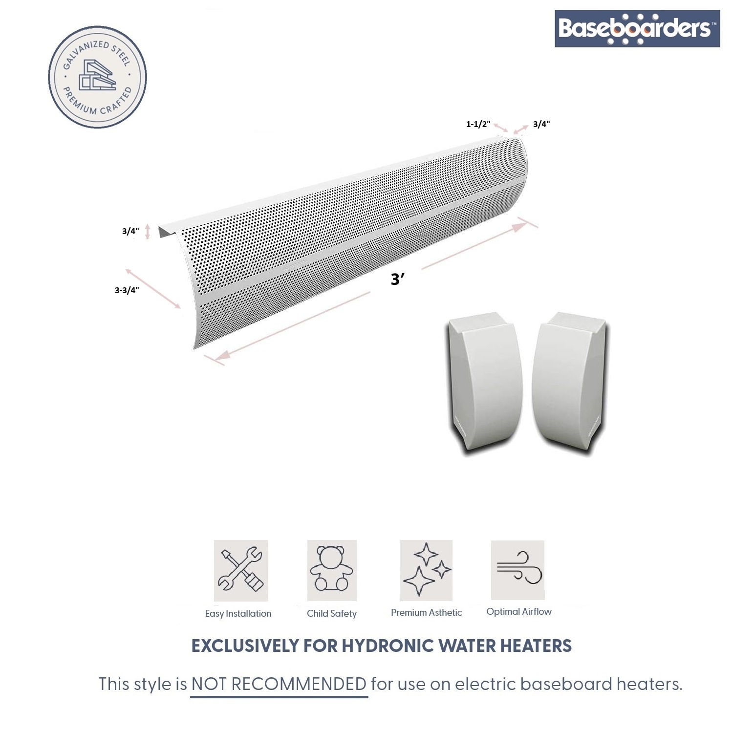 Baseboarders BA001-36-SET-WH Baseboard-Heater-Covers - View #2