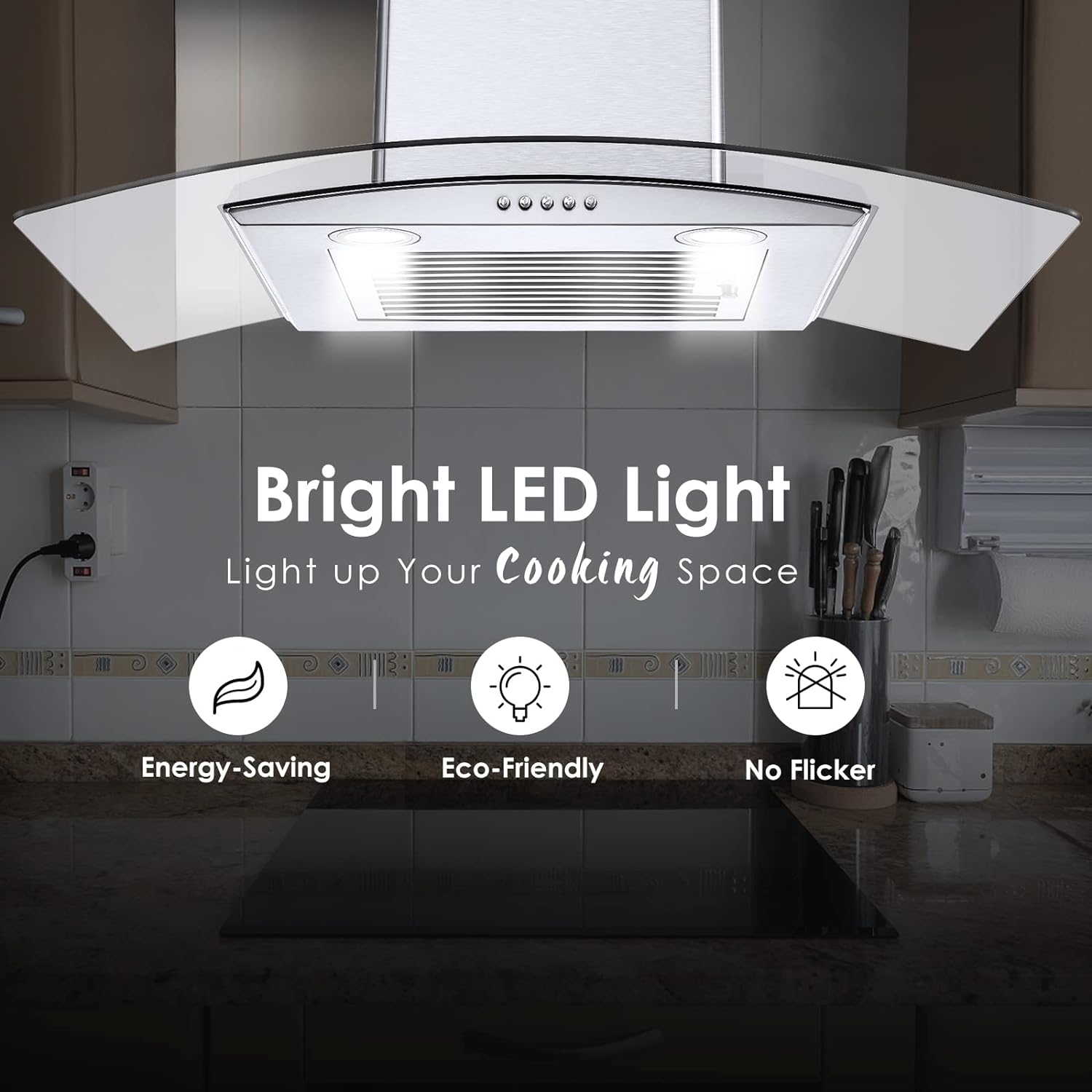 30'' Stainless Steel Convertible Wall Mounted Range Hood with Glass Canopy