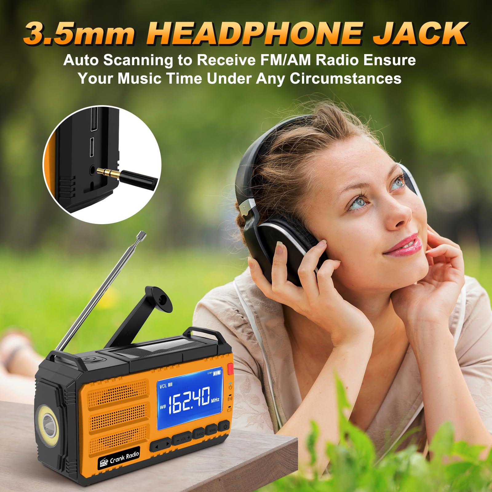 Vrbgify Emergency Crank Radio Solar Hand Crank AM FM NOAA Weather Radio ...