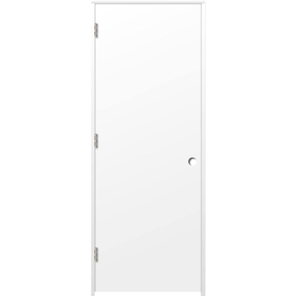 RELIABILT LOE830349 30-in x 80-in Primed Hollow core Flush Right hand Smooth Primed Molded composite Flat Jamb Single Prehung Interior Door