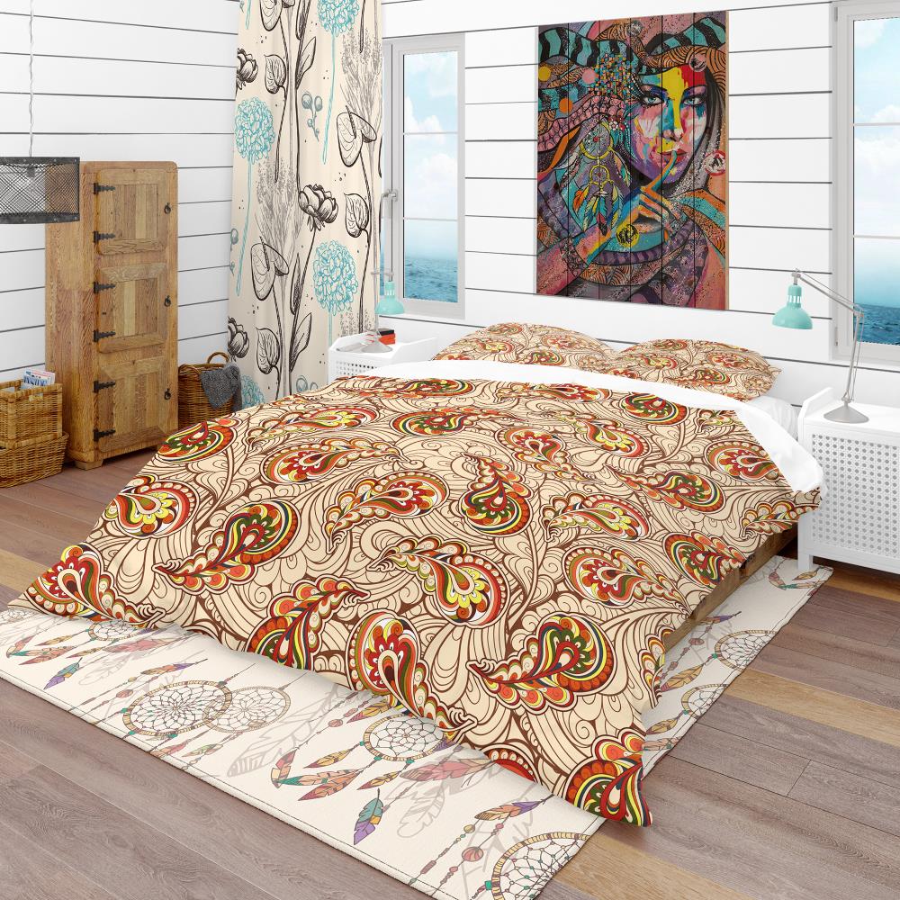 Designart BED18803-Q 3 -Piece Red Queen Duvet cover Set