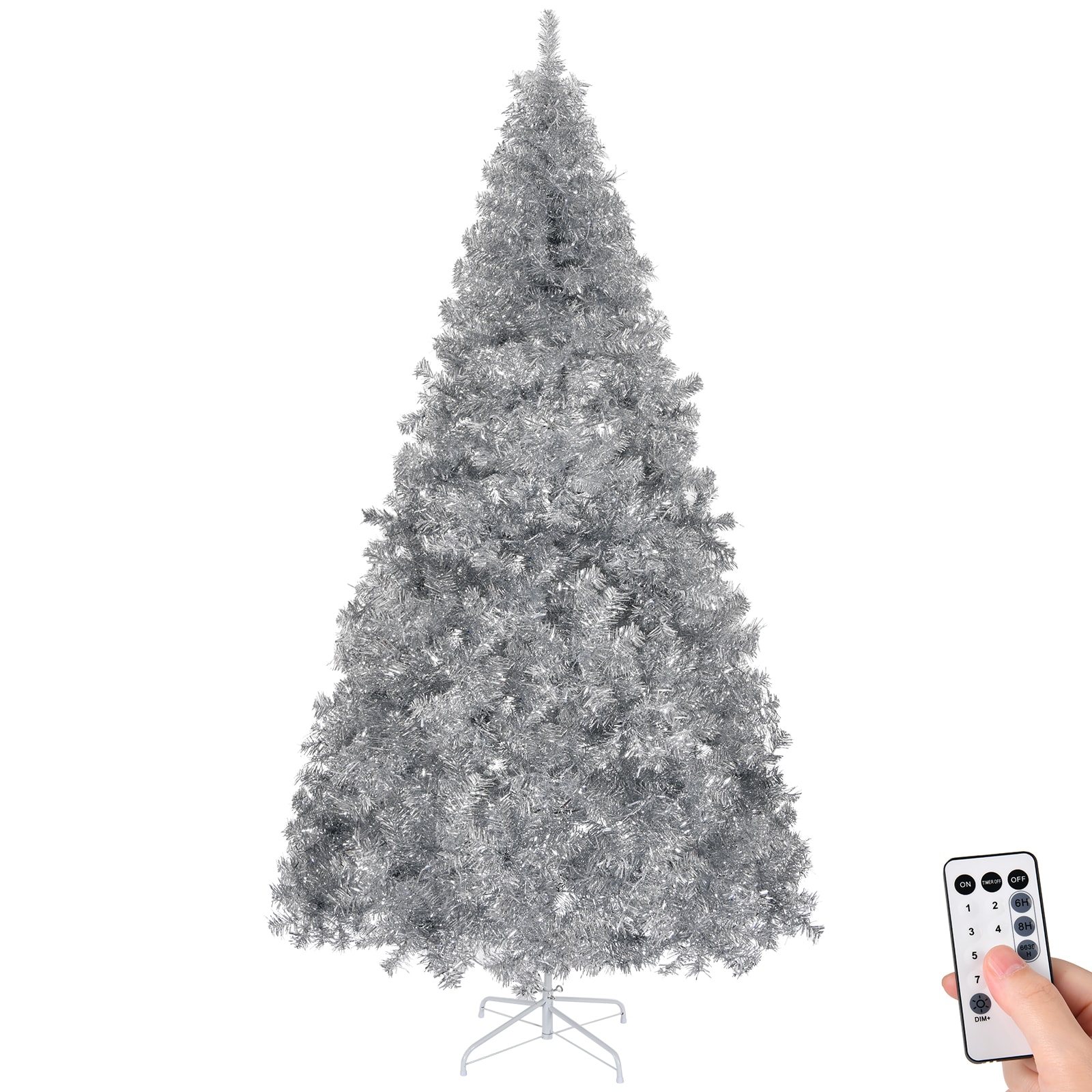 Winado 6 Ft Silver Pre Lit Artificial Christmas Tree With 300 Lights