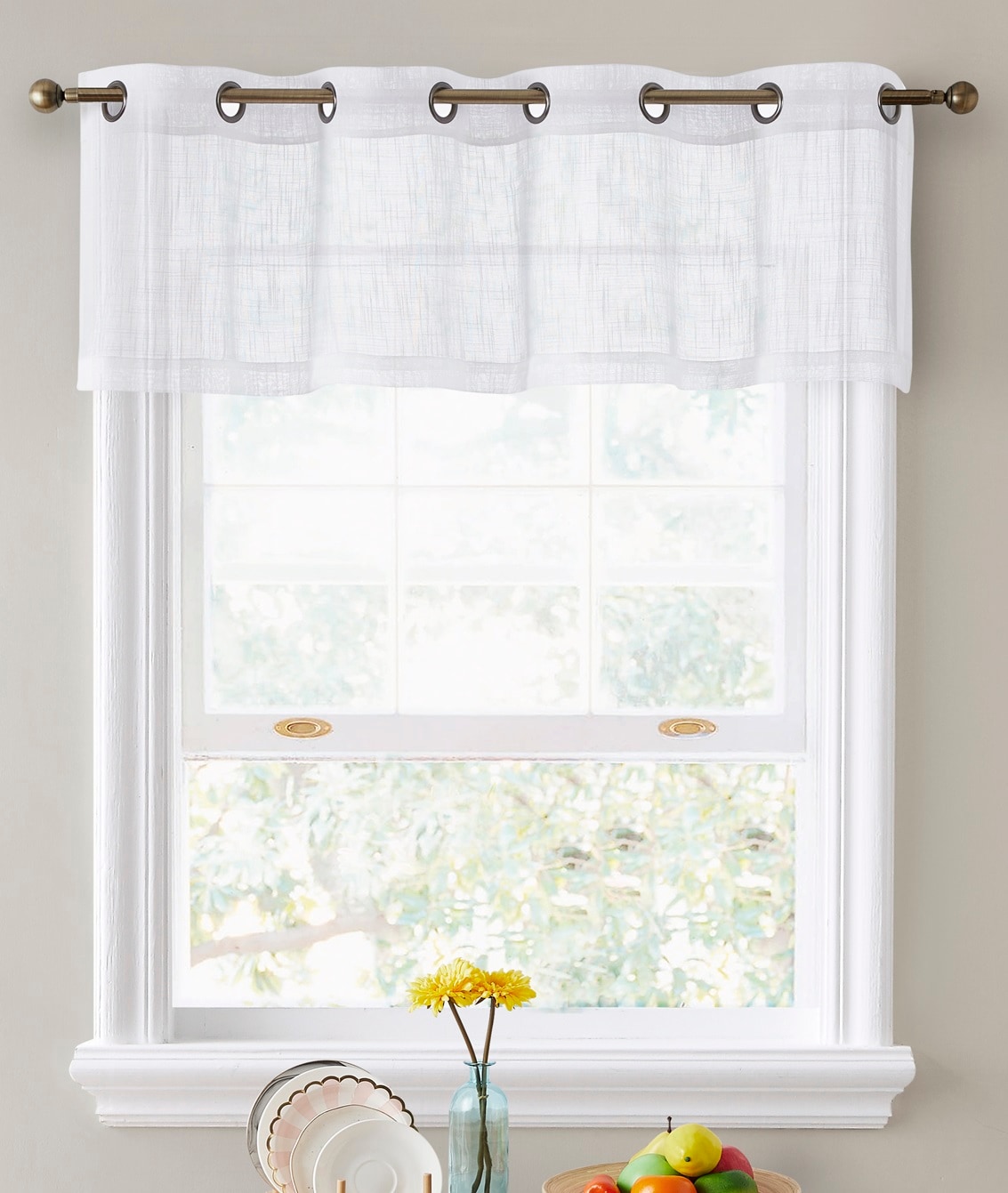 HLC.me 18-in White Semi-sheer Grommet Curtain Panel Pair in the ...