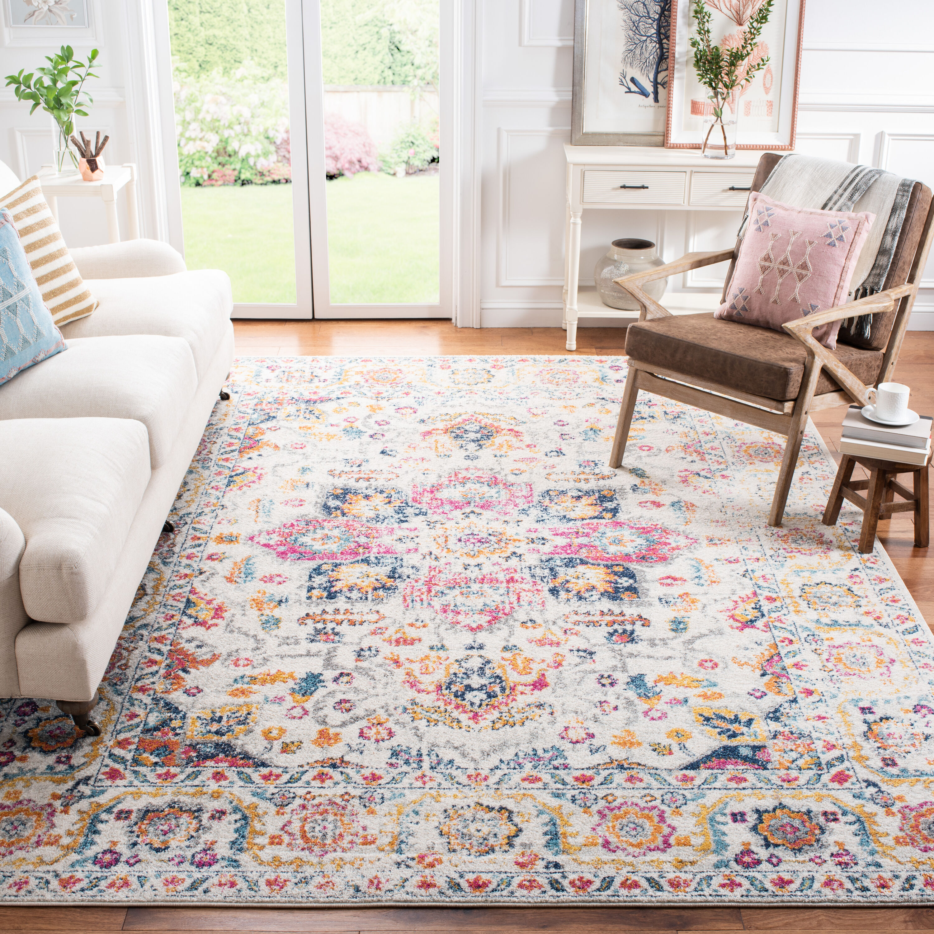 Madison 603R Fuchsia Ivory 12in x 15in Rug
