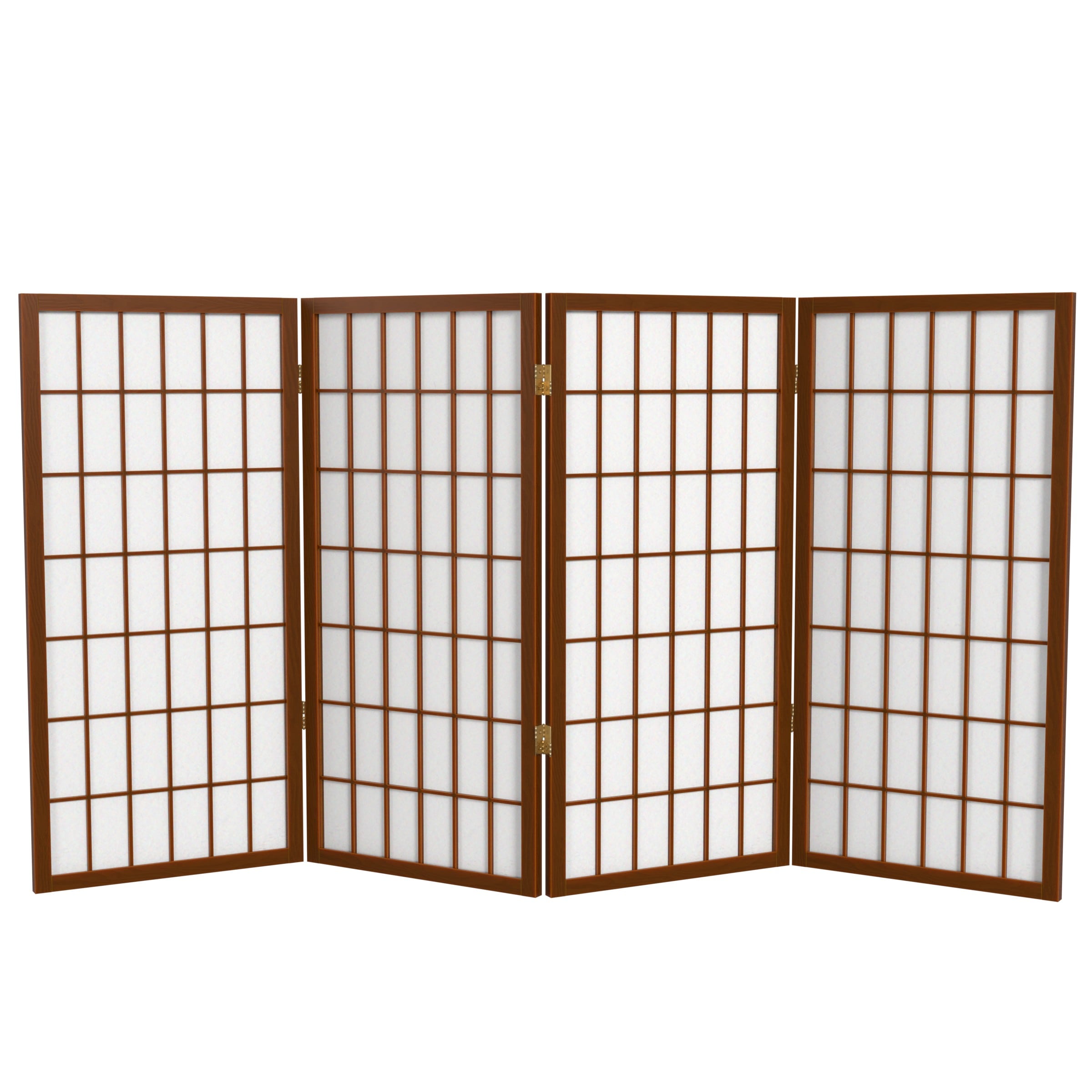 Red Lantern WP36-WAL-4P 4 -Panel Walnut Wood Folding Shoji Style Room Divider