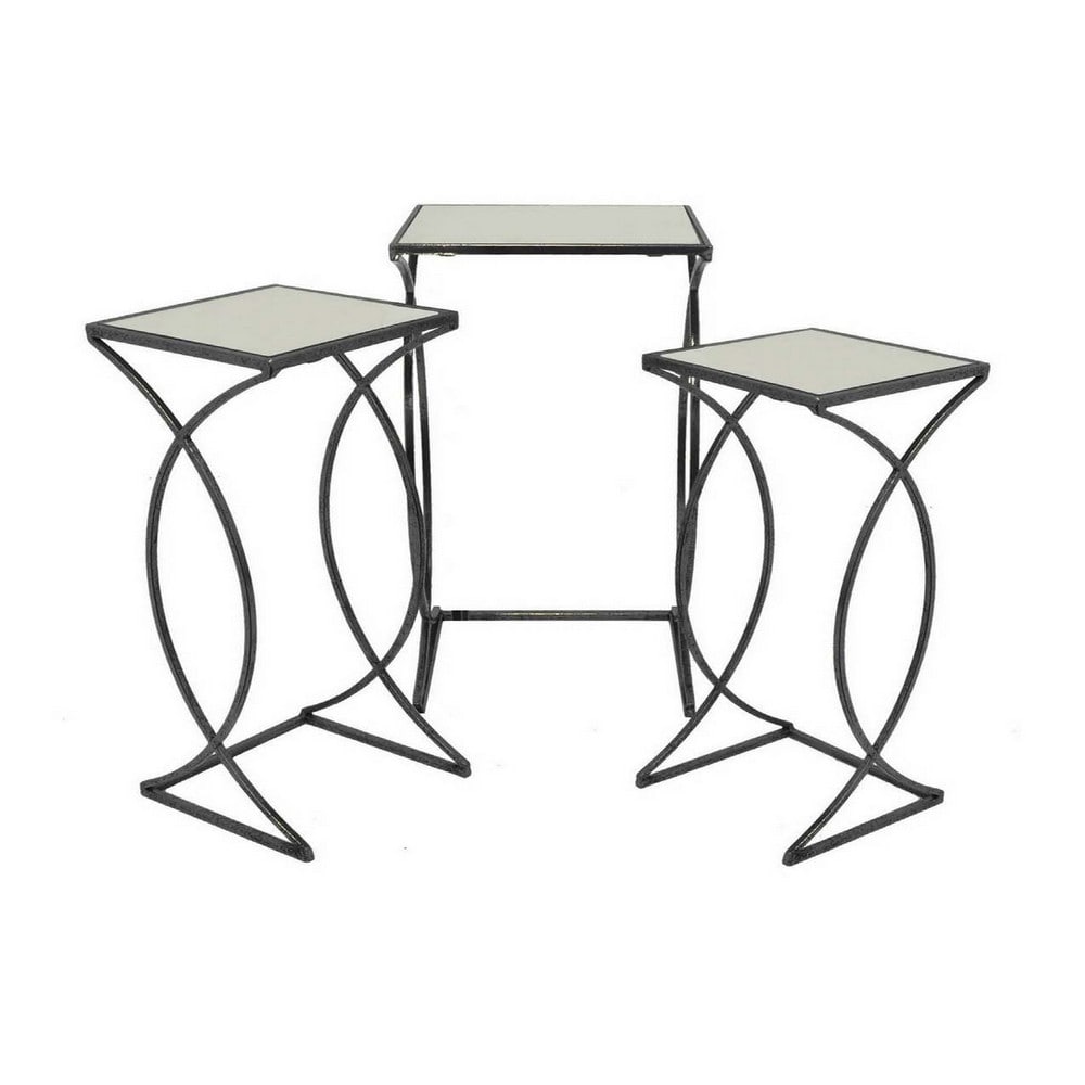 Benzara BM312526 27.5-Inches H x 12.5-Inches W Black Indoor/Outdoor Square Glass Plant Stand