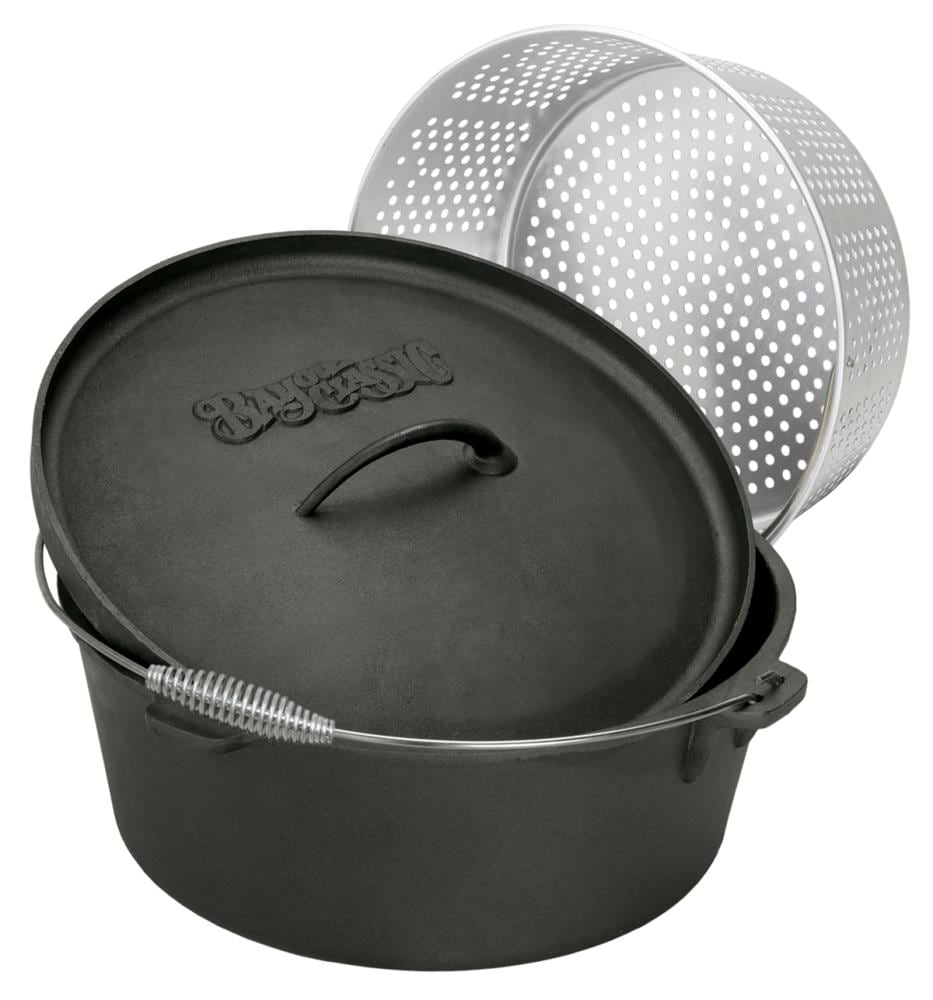 Bayou Classic 12-Quart Cast Iron Dutch Oven and Basket in the Cooking Pots  department at