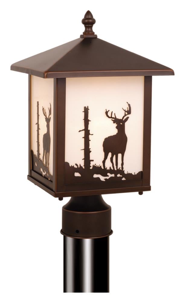 Cascadia OP33585BBZ Bryce 14-Inches Deer-Burnished Bronze Rustic Outdoor Light post lantern