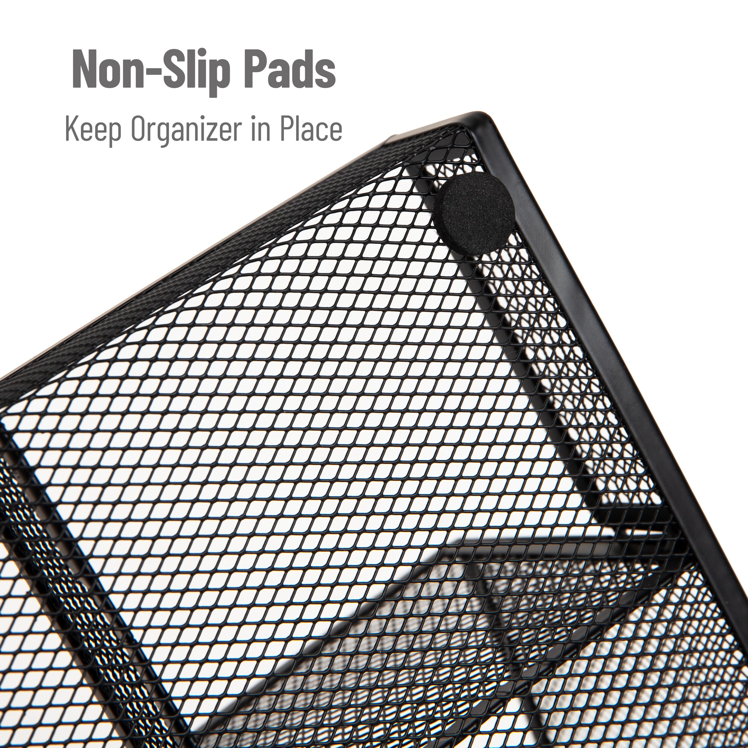Black Metal Mesh Multi-Supply Desktop Organizer