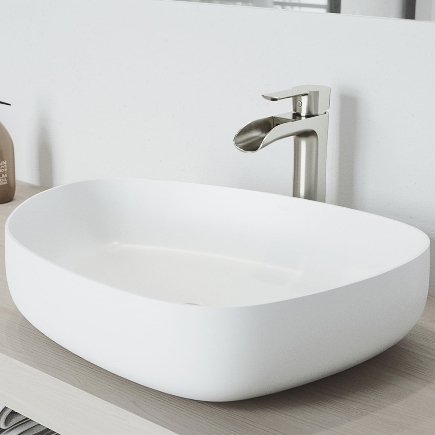 Peony 20" White Matte Stone Vessel Bathroom Sink