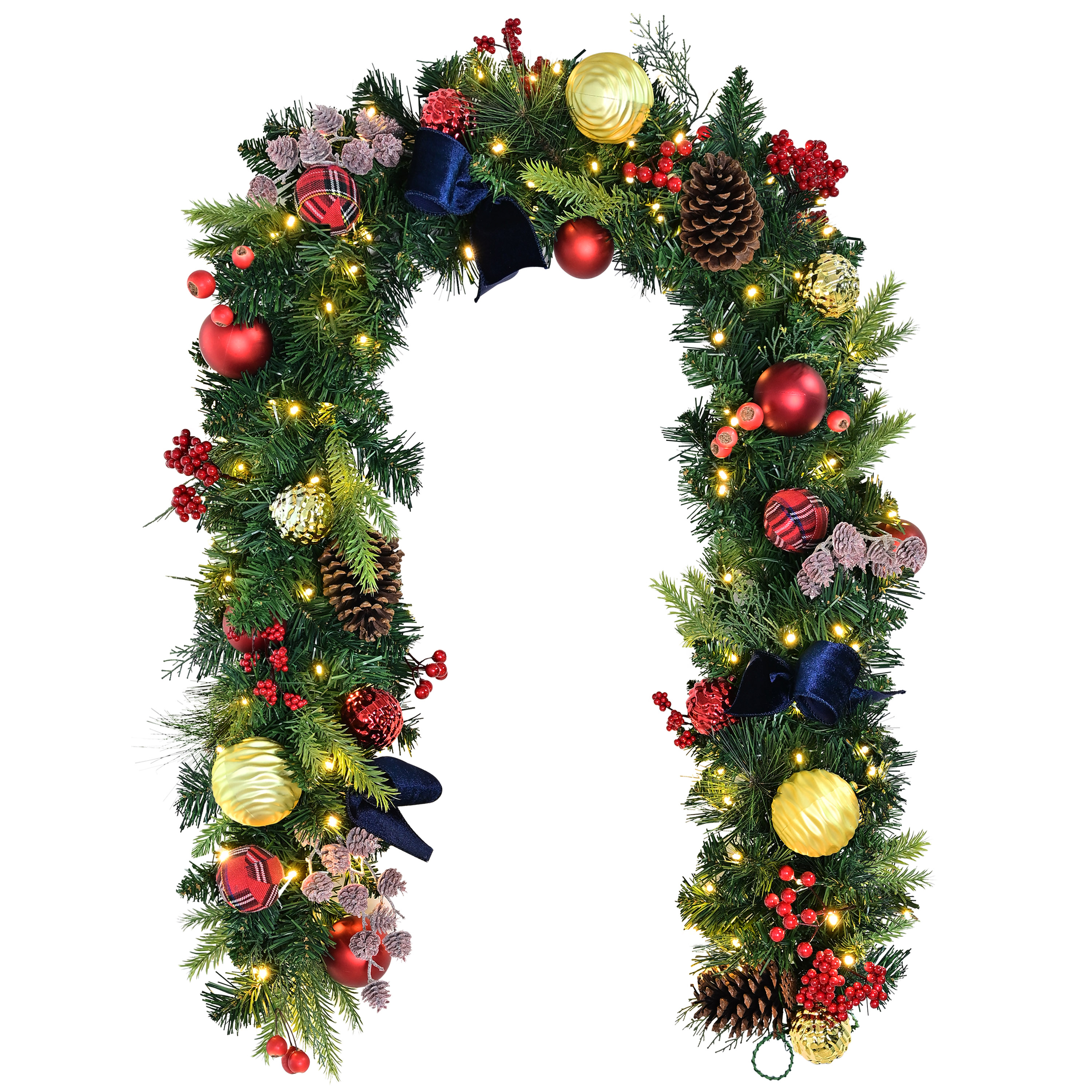 Puleo International - Indoor/Outdoor Pre-lit Battery 6-ft Pine Artificial Garland with White LED ...