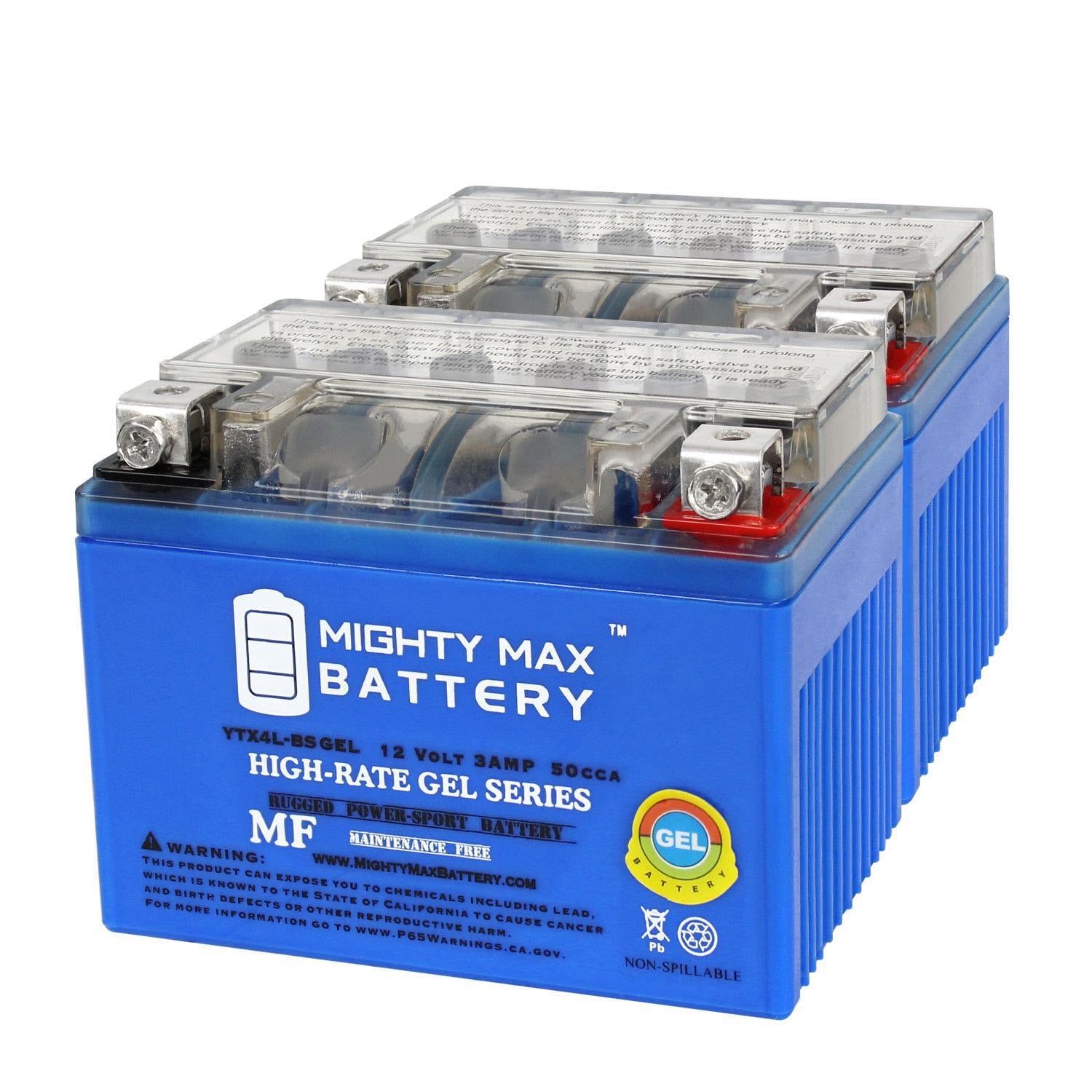 Mighty Max Battery MAX4027336 3AH GEL ATV Quad Dirt / Pit Bike 50/70/110/125 CC Rechargeable Sealed GEL 1230 Backup power Batteries 2 -Pack
