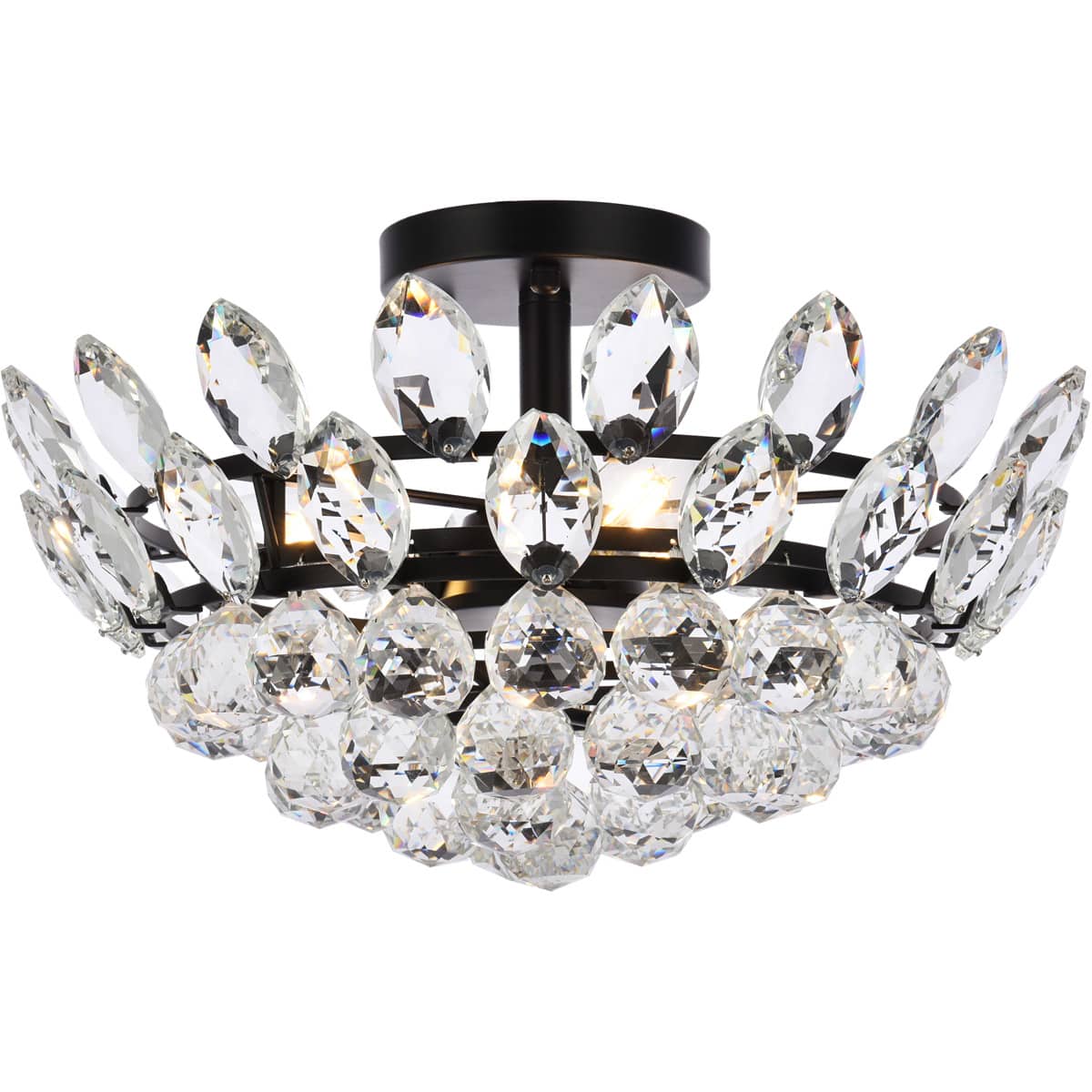 Elegant Lighting  1105F16BK Emilia 3 Light 16 inch Black Flush Mount Ceiling Light