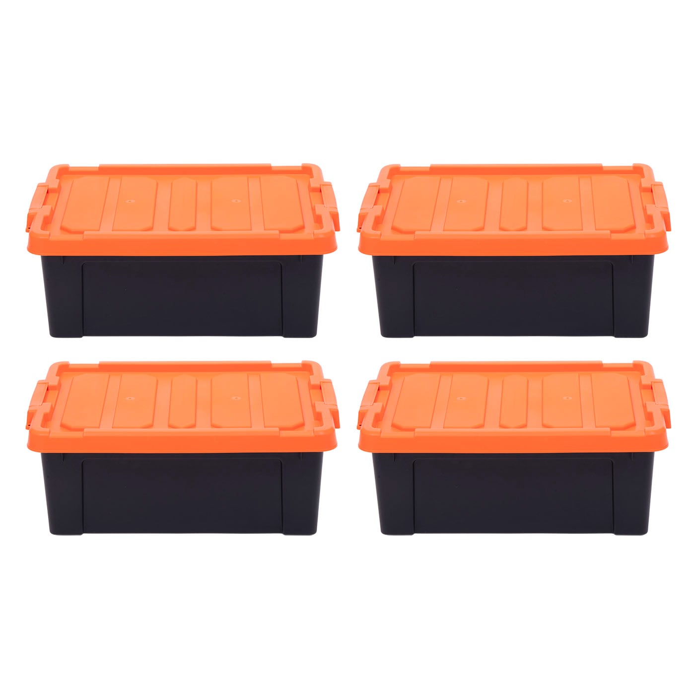 IRIS 4-Pack Medium 11-Gallon (45-Quart) Black, Orange Tote with Latching Lid  Lowes.com