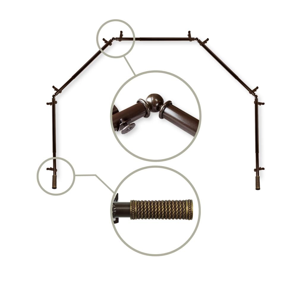 Hart & Harlow L5BAY-11-7 Winnie 13/16-in 5-sided 28-in to 48-in Cocoa Steel Bay window curtain rod with Finials