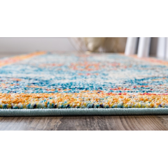 Unique Loom Da Vinci Vita 3 x 10 Blue/Orange Indoor Medallion Oriental Runner Unique Loom Da Vinci Vita 3 x 10 Blue/Orange Indoor Medallion Oriental Runner
