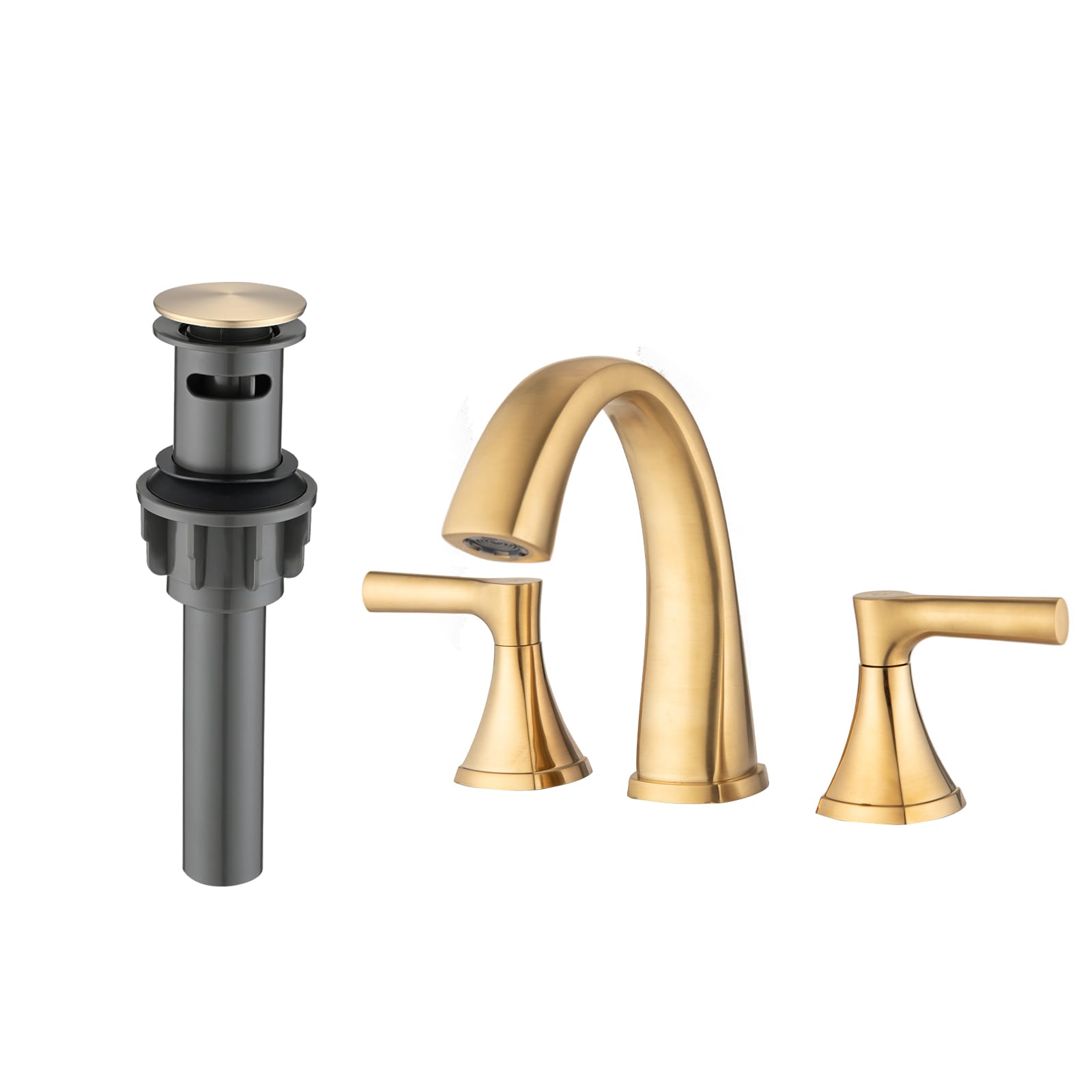 BEARSOLIM 2 Handles Mid-arc Bathroom Sink Faucet WaterSense Swivel Spout Widespread Bathroom Faucets for 3 Hole with Pop-Up Drain