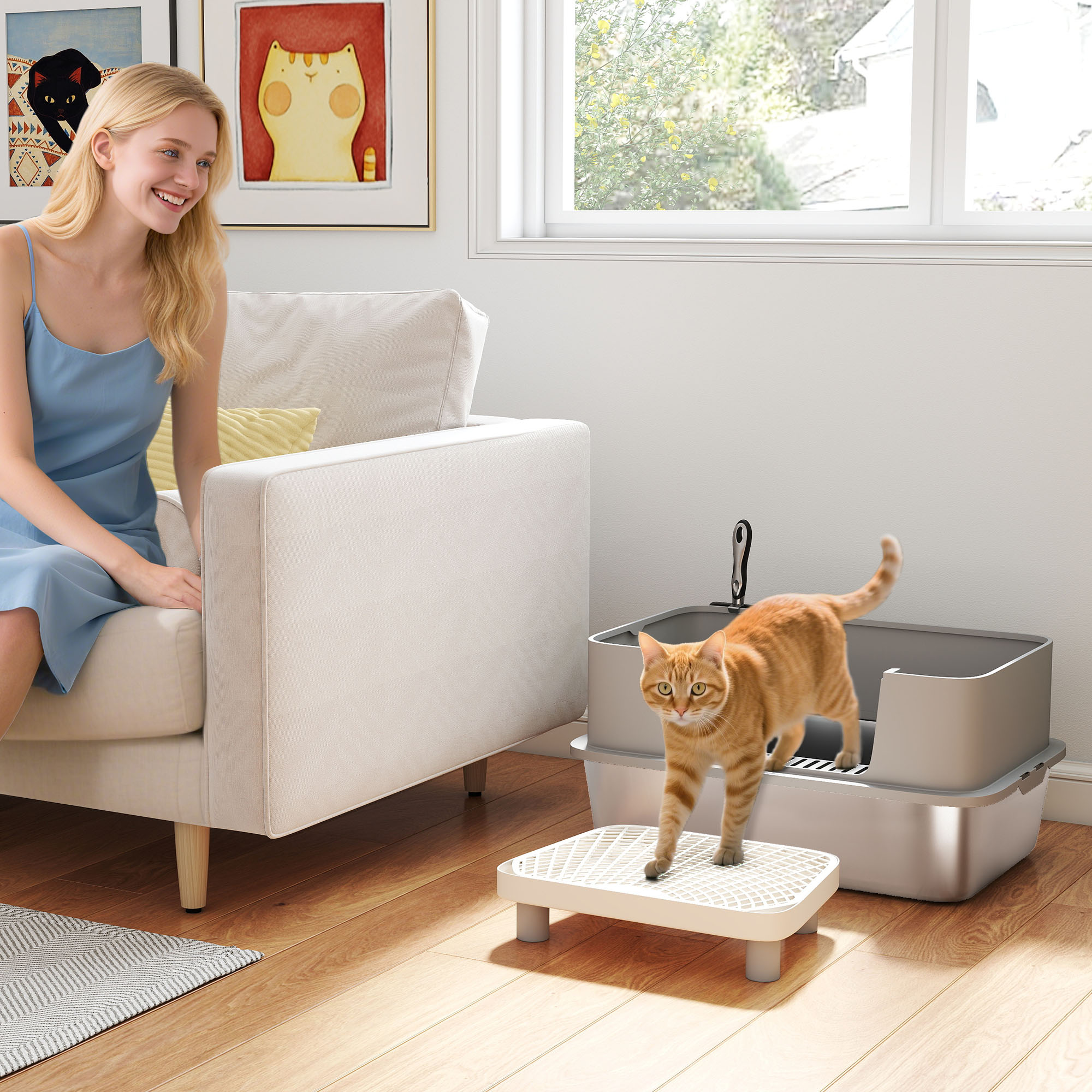 PawHut D31-145V01GY Cat-Litter-Box - View #2