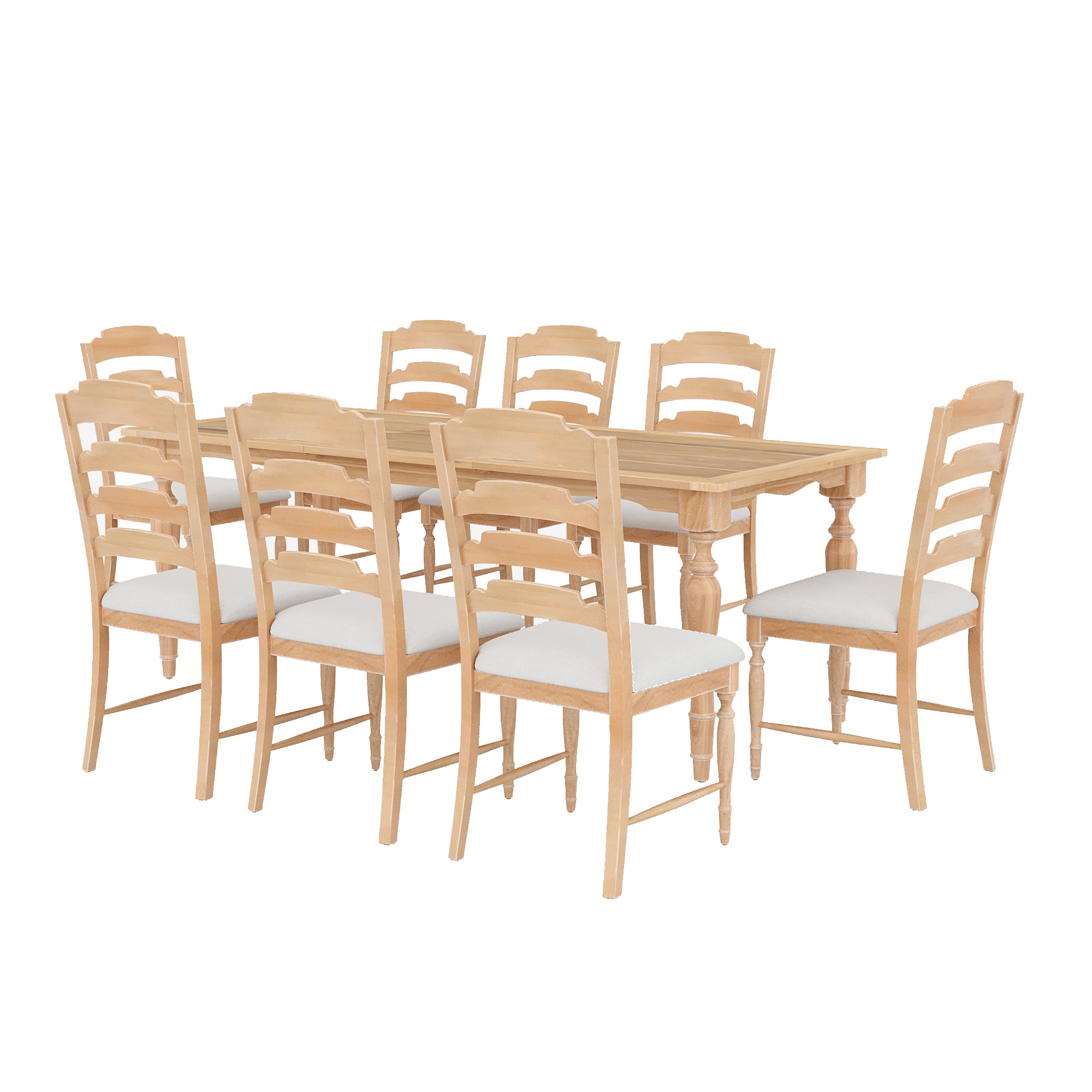 SINOFURN SYA010556BG Natural Rustic Dining Room Set with Rectangular Table ( Seats 8 )
