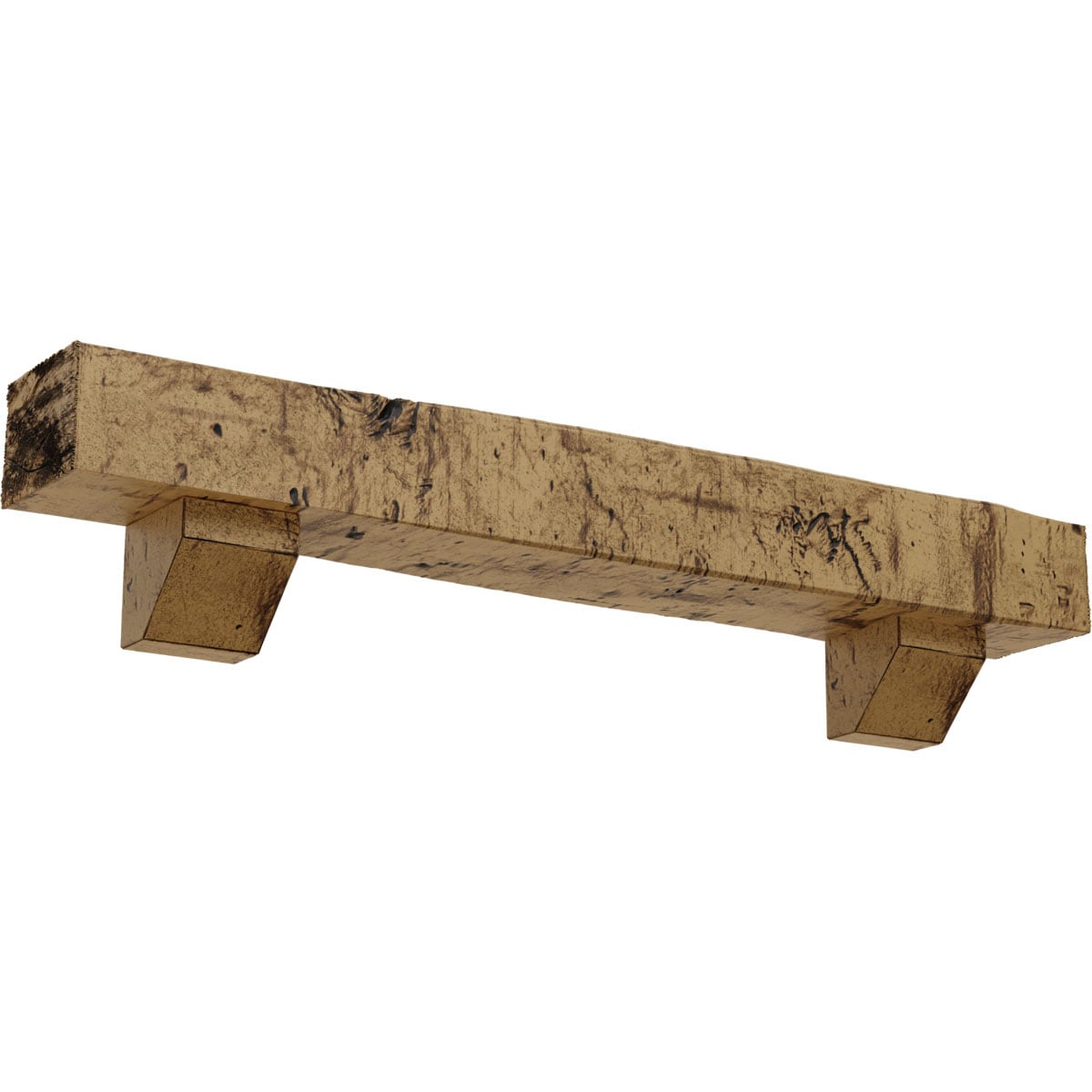 Ekena Millwork MANUKP08X10X48ASNG 48-in W x 8-in H x 10-in D Golden Oak (Natural) Hollow Urethane Rustic Fireplace Mantel
