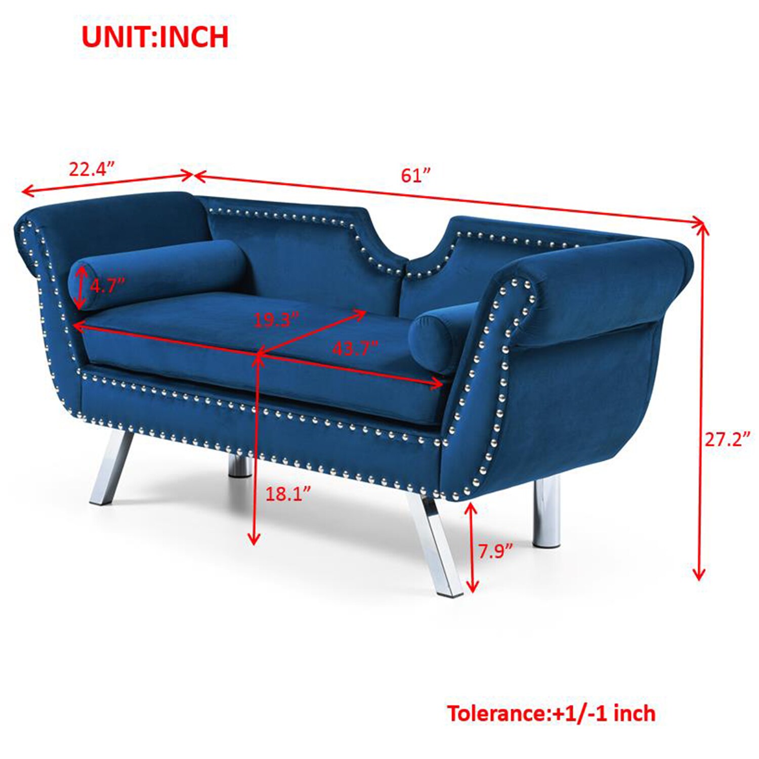 SINOFURN 61-in Modern Blue Velvet Loveseat In The Couches, Sofas ...