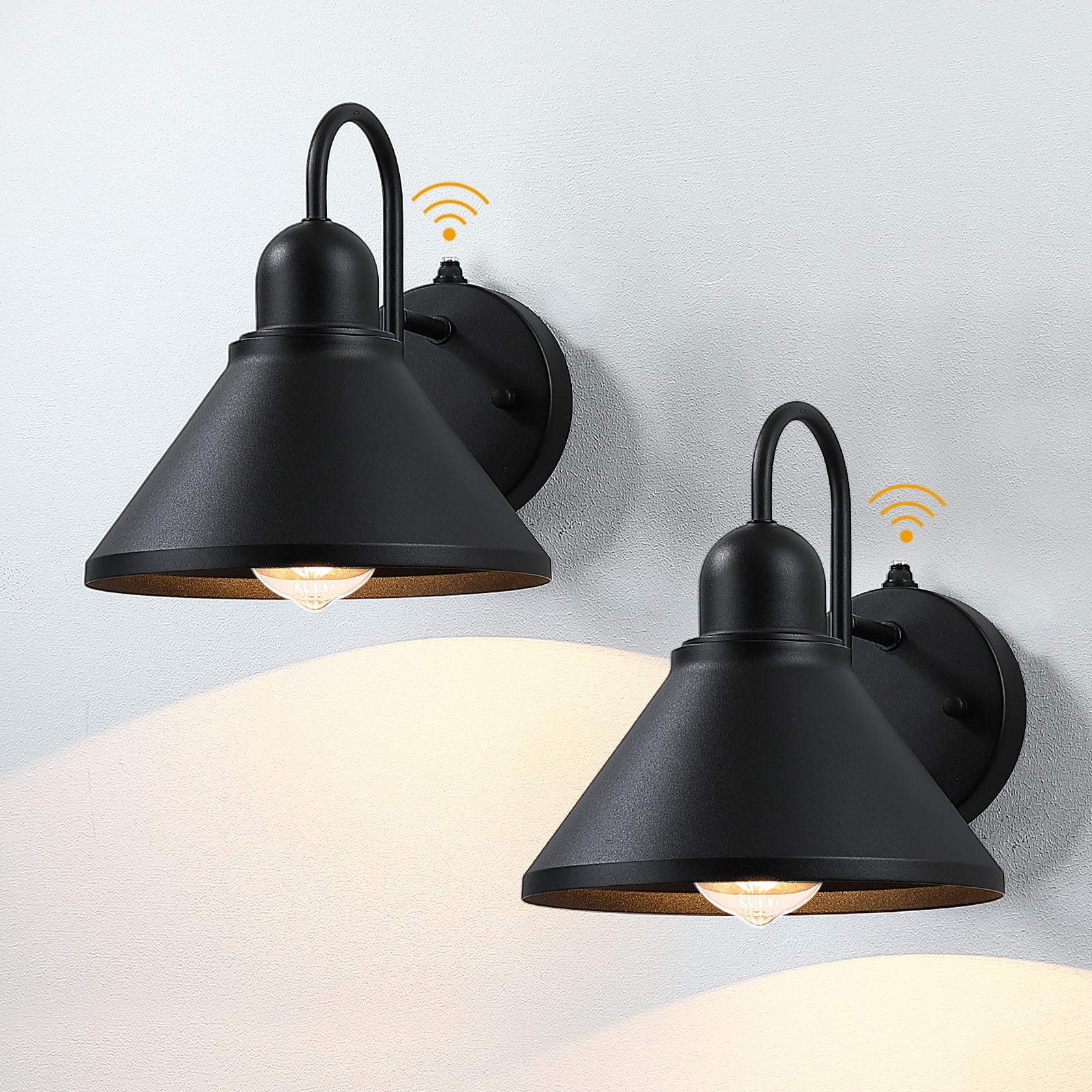 True Fine 130022-2PK 2 -Pack 2 -Light 9-in H Matte Black Hardwired Dark Sky Dusk to Dawn Outdoor Wall Light