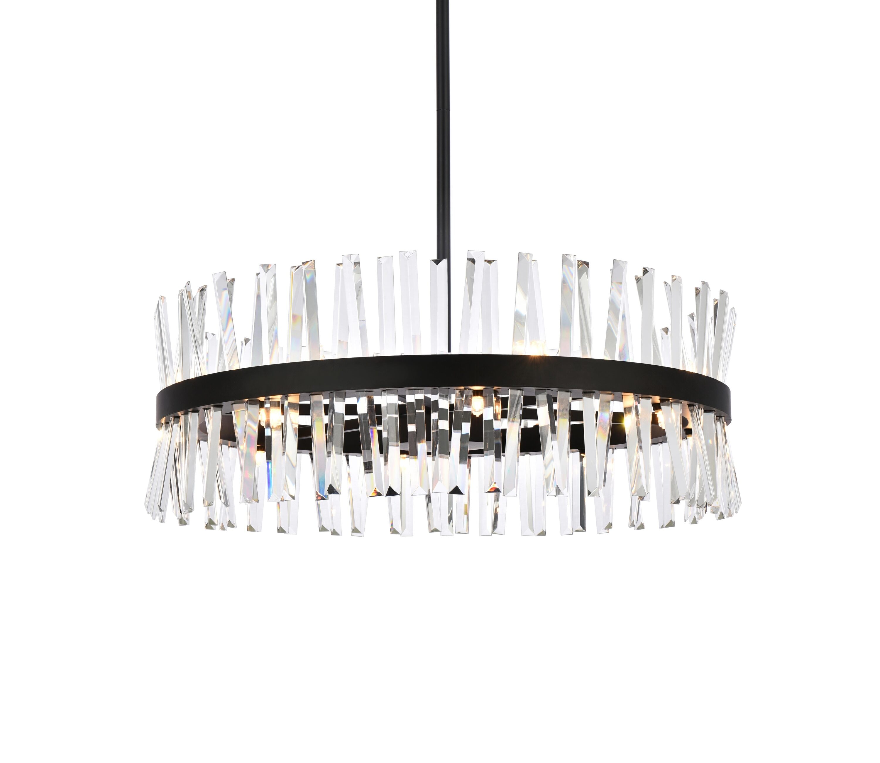 Serephina 32-Inch Black Crystal Round Chandelier