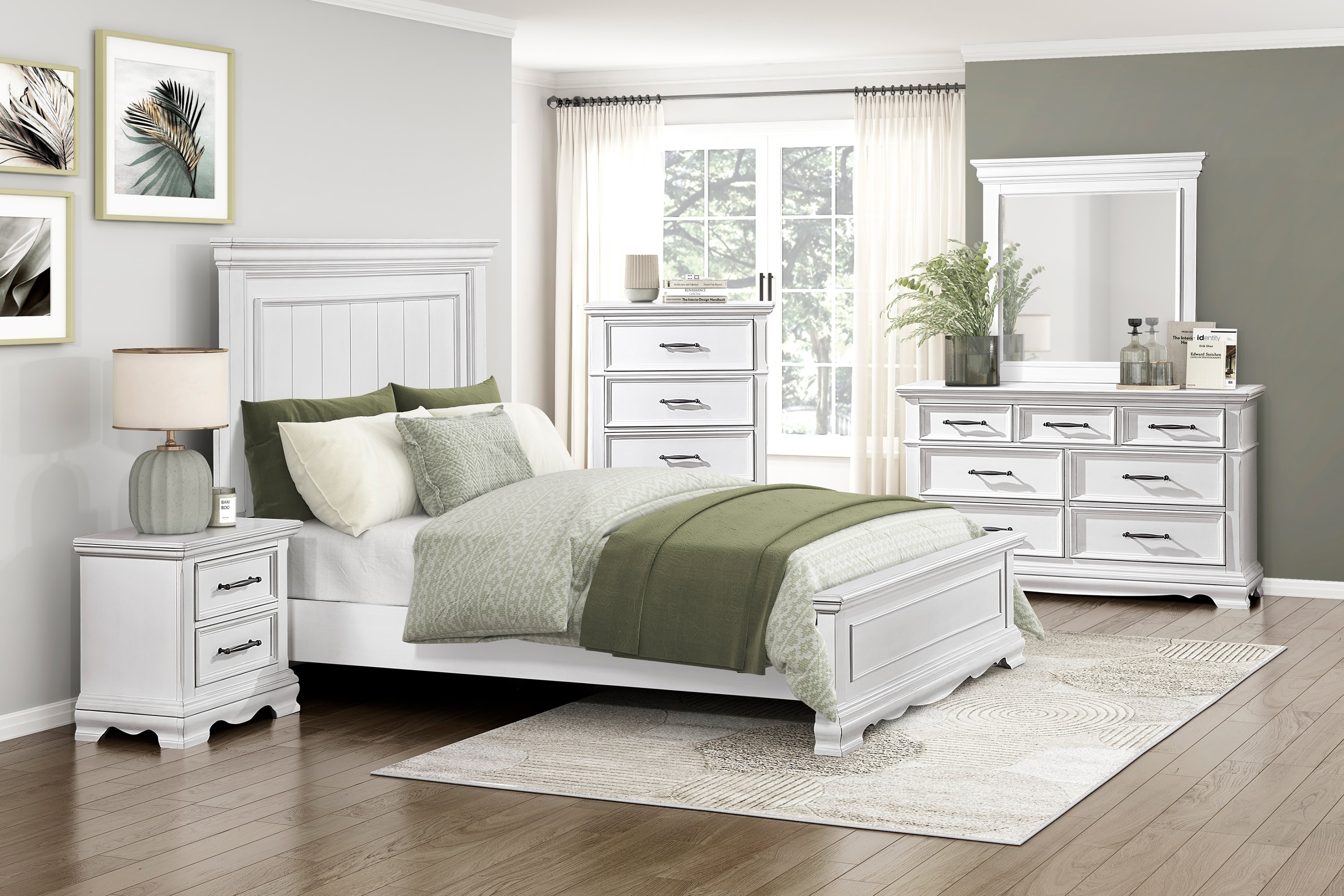 Blisstyle Charming White Finish 2 Drawer Nightstand Durable Wood