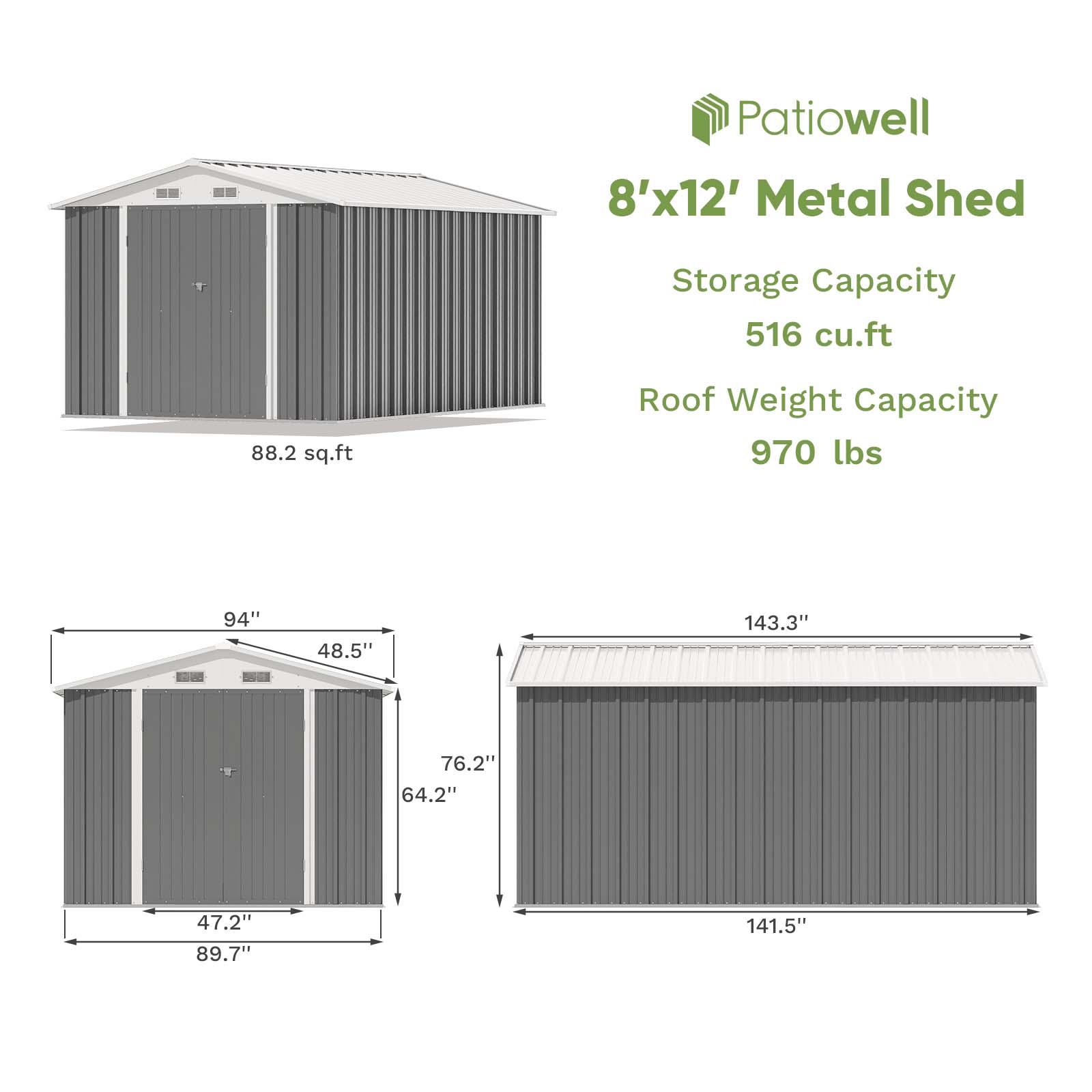 Patiowell WES-0356-4 Metal-Storage-Buildings-Sheds - View #9
