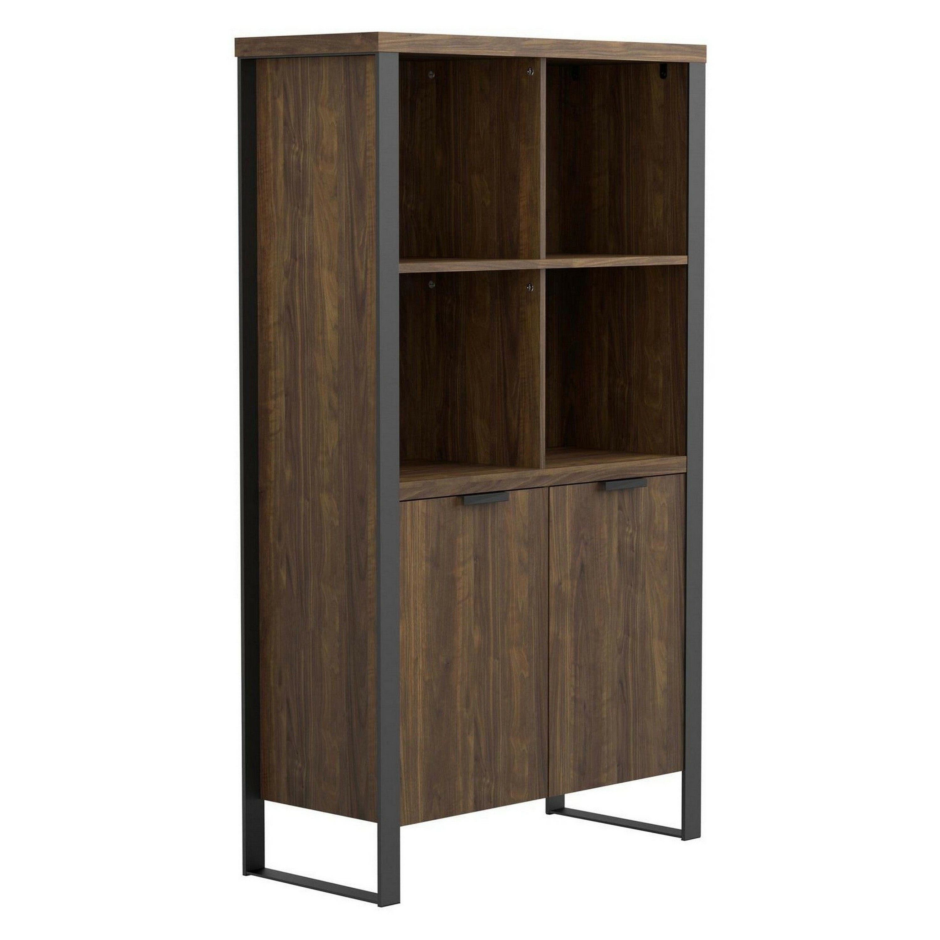 Benzara BM229651 Brown and Black Wood 2-Shelf Bookcase (35.5-in W x 63-in H x 15.5-in D)