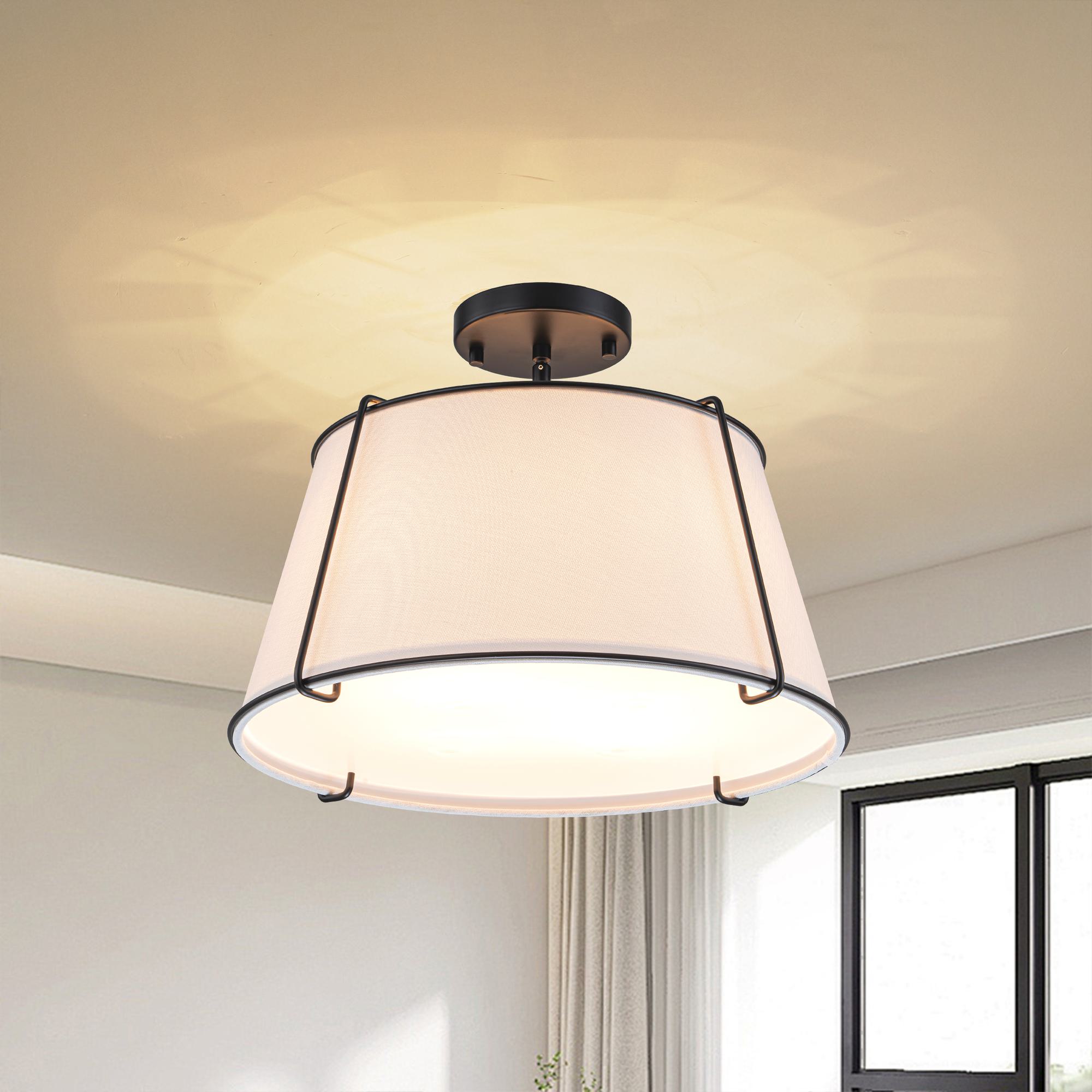 HUOKU PD1065111 Haven 4 -Light 16.9-in Black Semi Flush Mount Light