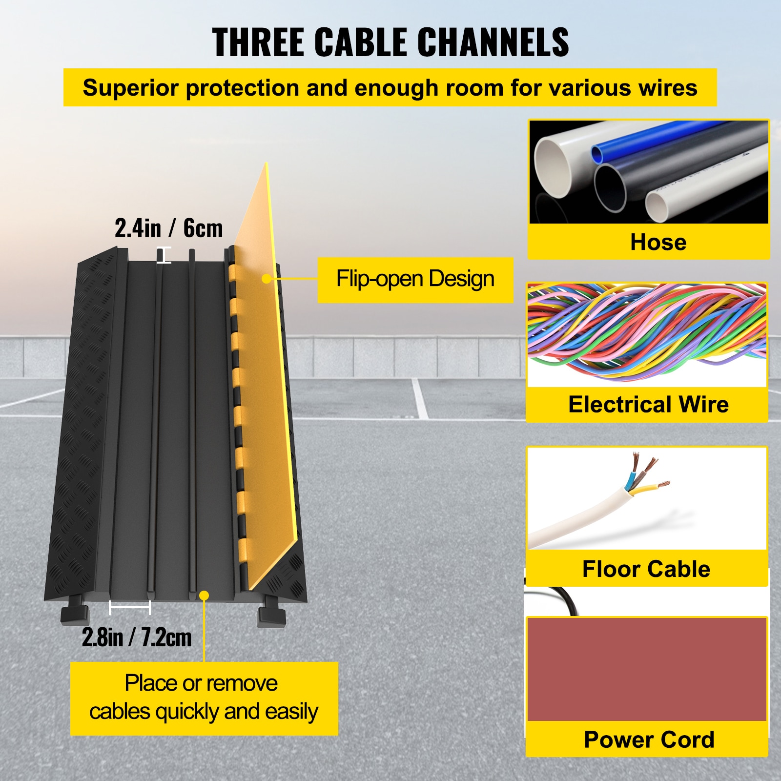 Cable Protector, Heavy Duty Cable Floor Mat