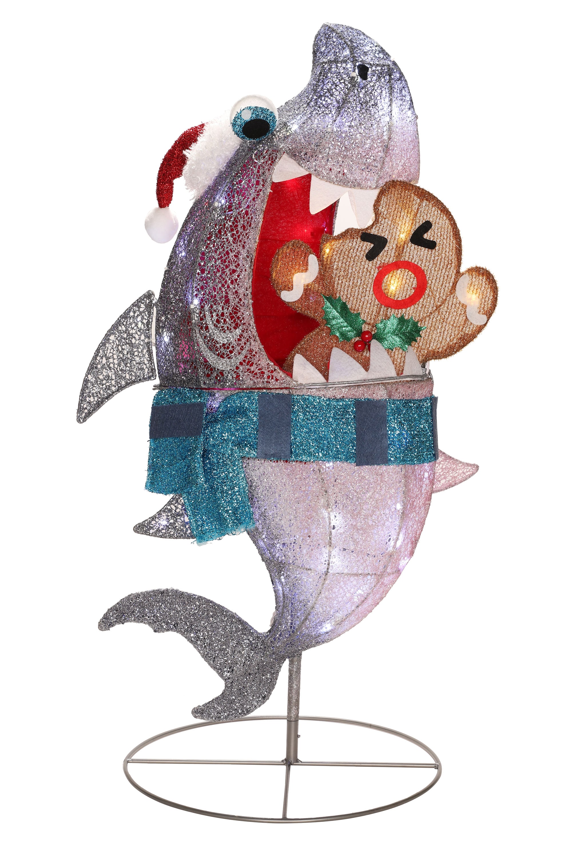 Holiday Living 40.5-in LED Shark with Gingerbread Man in the ...