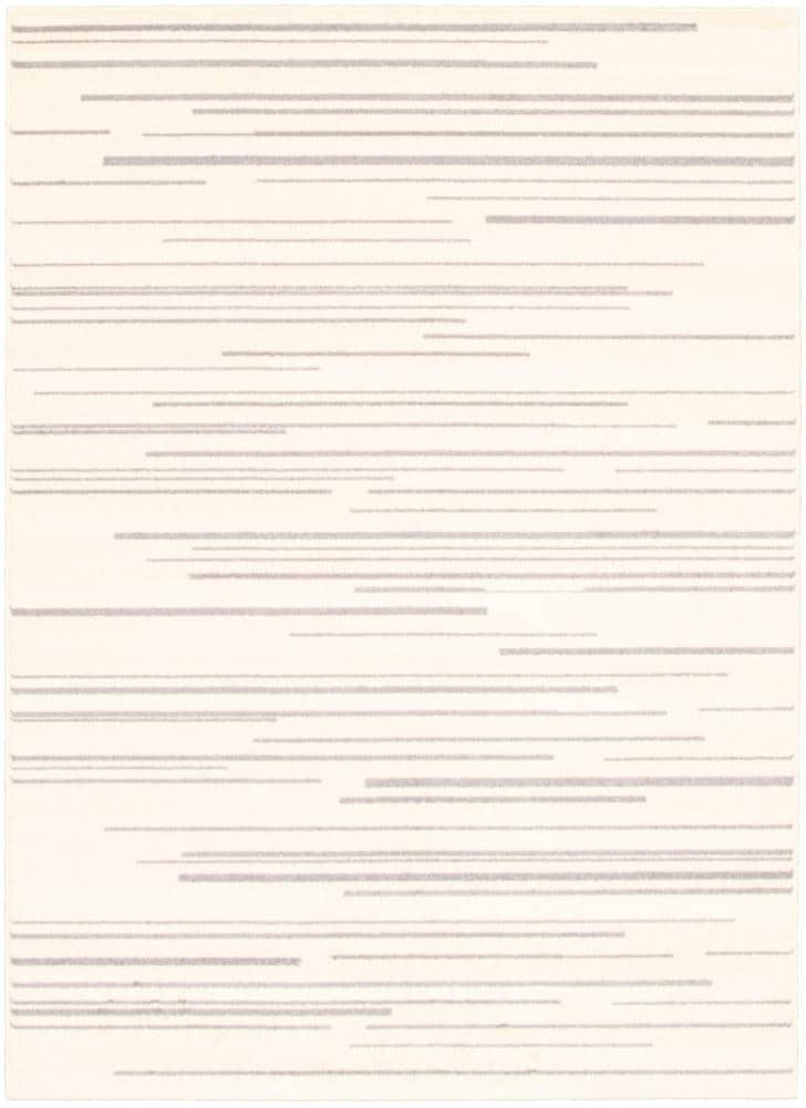 ECARPETGALLERY 315455 Fika 4 x 6 (ft) Loomed Polypropylene Cream Silver Rectangular Indoor Bohemian/Eclectic Area rug