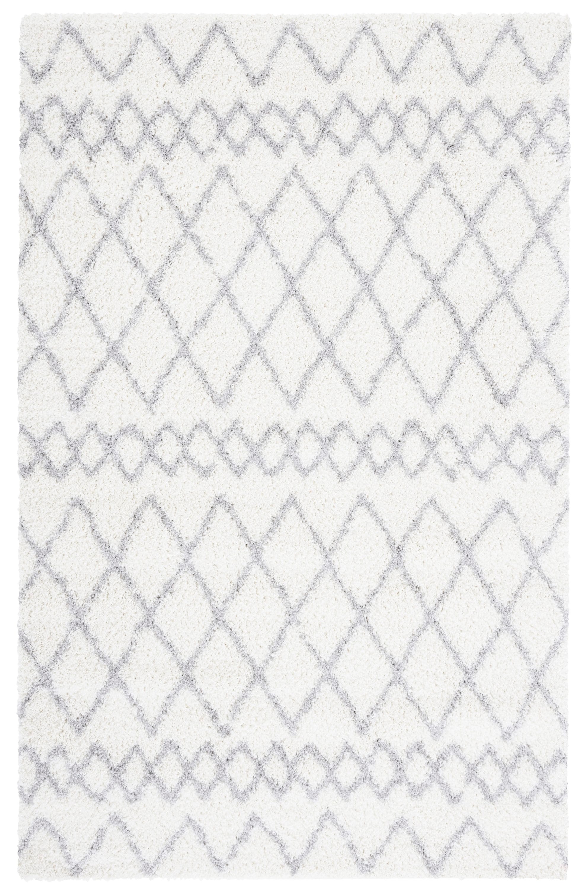 Safavieh BER165F-5 Berber Shag 5 x 8 (ft) Loomed Polypropylene Ivory/Light Gray Rectangular Indoor Tribal Bohemian/Eclectic Area rug