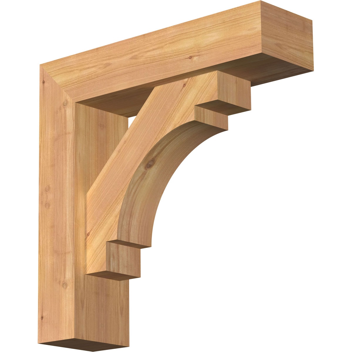 Ekena Millwork 1463137 Merced Block Smooth Bracket with Offset Brace Western Red Cedar Wood Standard Bracket