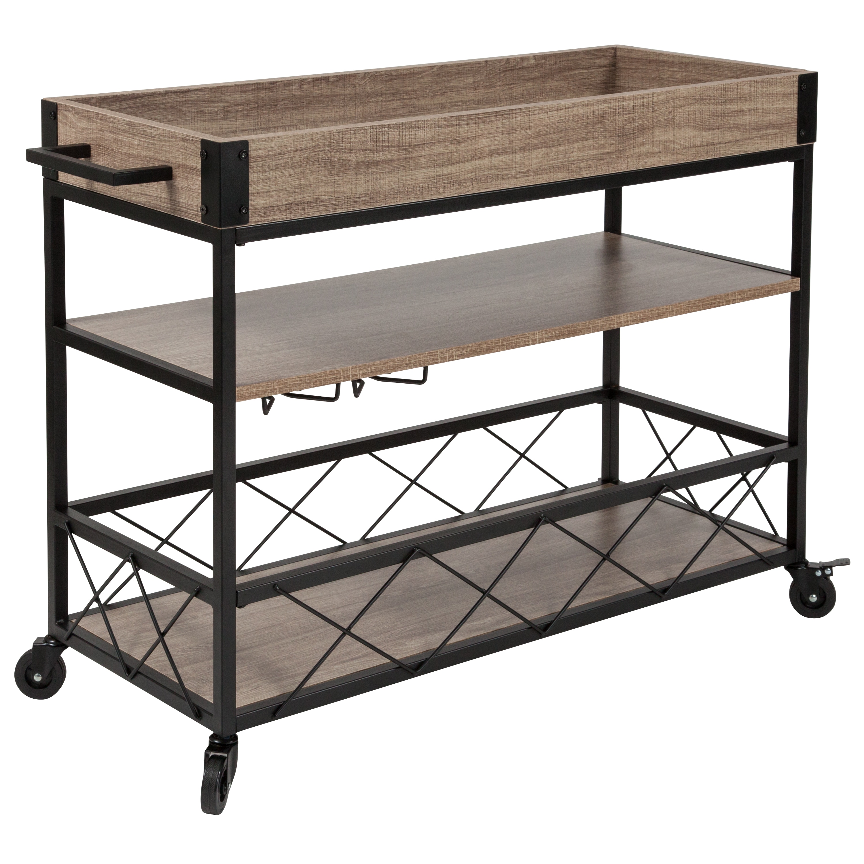 Flash Furniture Brown Metal Base with Wood Laminate Top Rolling Kitchen ...