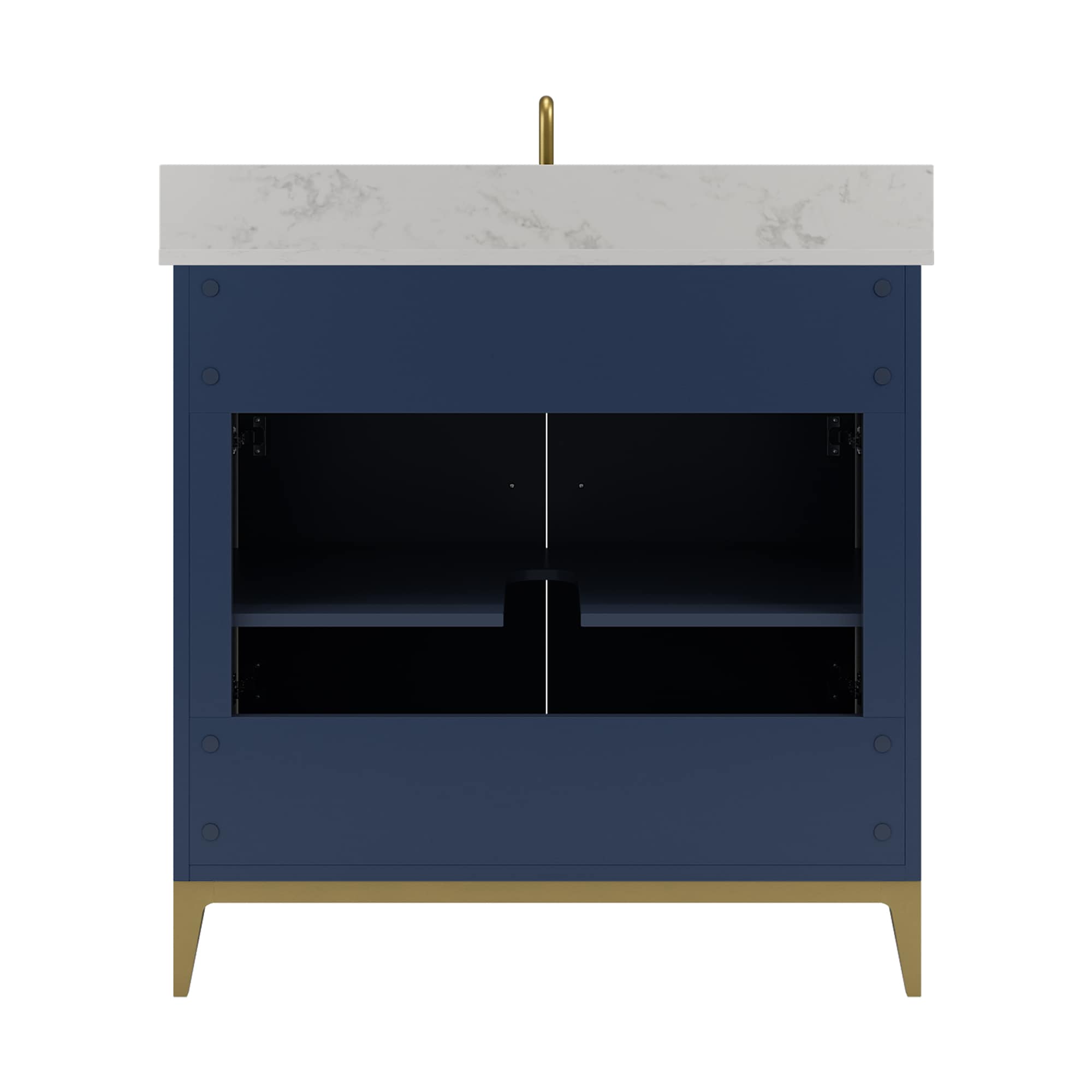 DELUXE LIVING Barrie 36in Blue Undermount Single Sink Bathroom Vanity