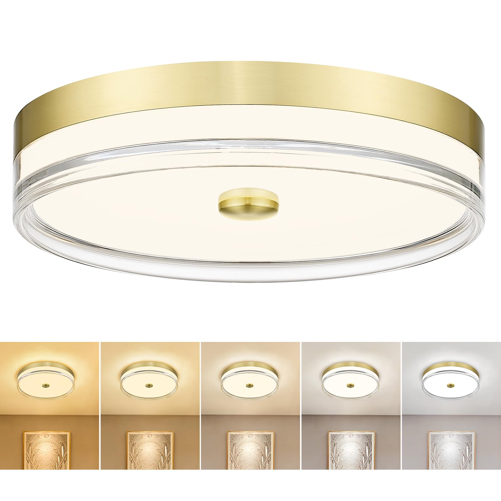 LTMATE LSZTH98MF-LED AG JAZAVA 1 -Light 15.8-in Brushed Gold Integrated LED Flush Mount Light